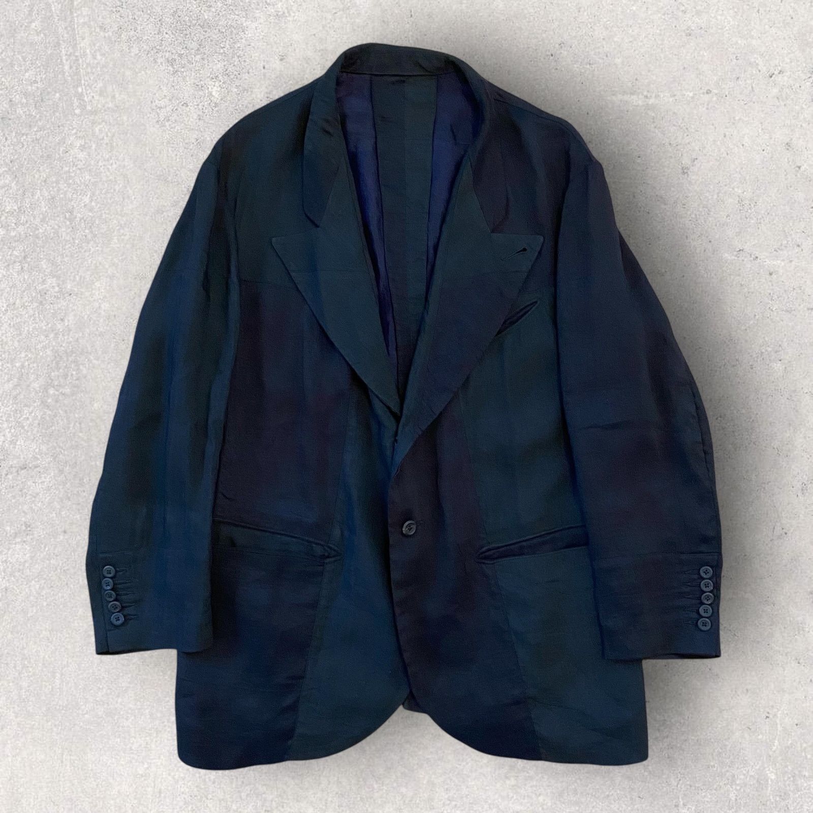 Ziggy Chen Blazer Jacket 2 Button Black Linen Blend