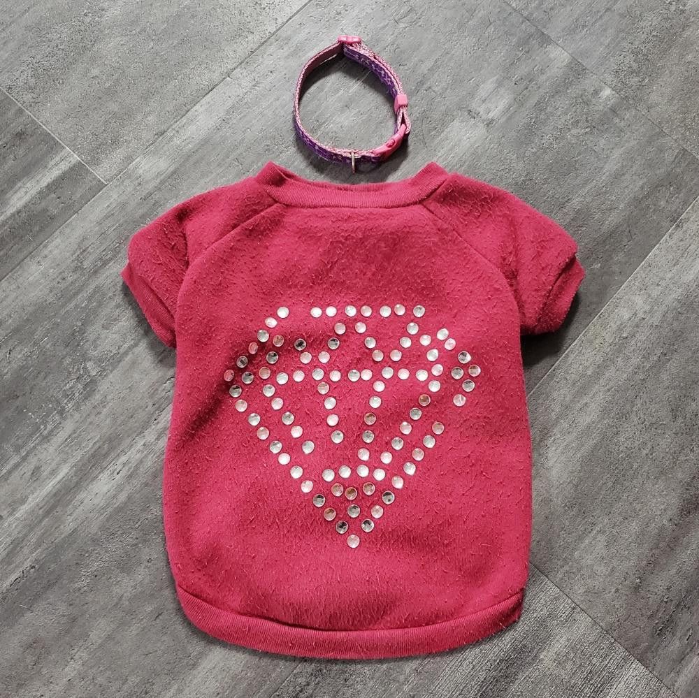 Designer Pink Diamond Fleece GC WI16 Dog Top w/Collar Size ONE SIZE - 1 Thumbnail