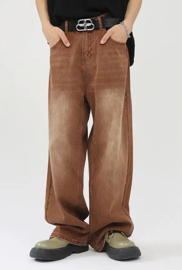 Japanese Brand Rika Vintage Brown Washed Loose Straight Casual Jeans Size US 32 / EU 48 - 1 Thumbnail