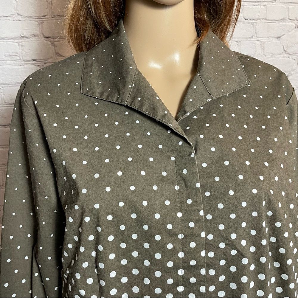 Chicos Chico's Polka Dot Floral Cotton Blend Long Sleeve Button Sh Size L / US 10 / IT 46 - 3 Thumbnail