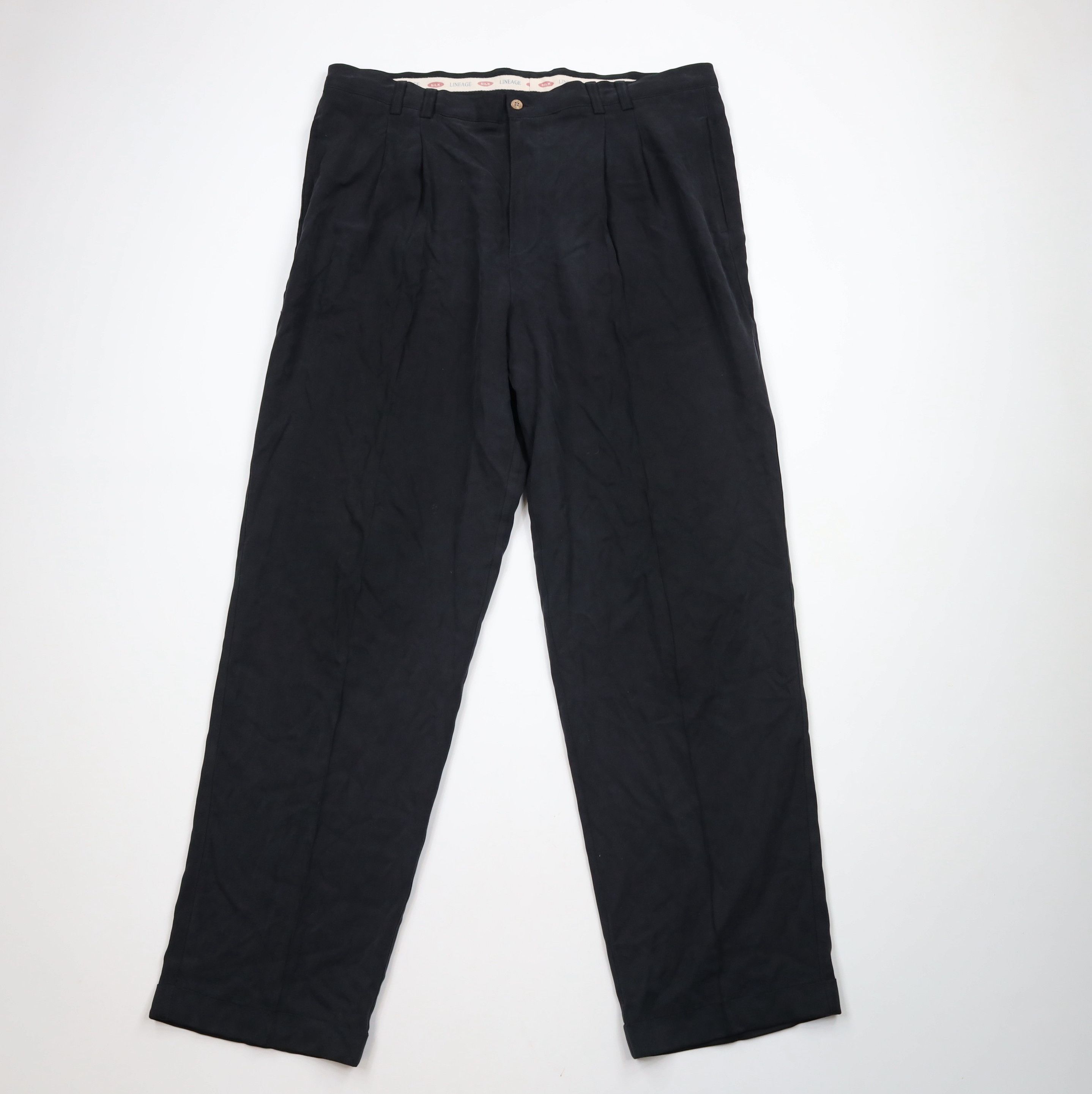 Vintage Vintage 90s Streetwear Wide Leg Herringbone Silk Pants Size US 40 / EU 56 - 1 Thumbnail