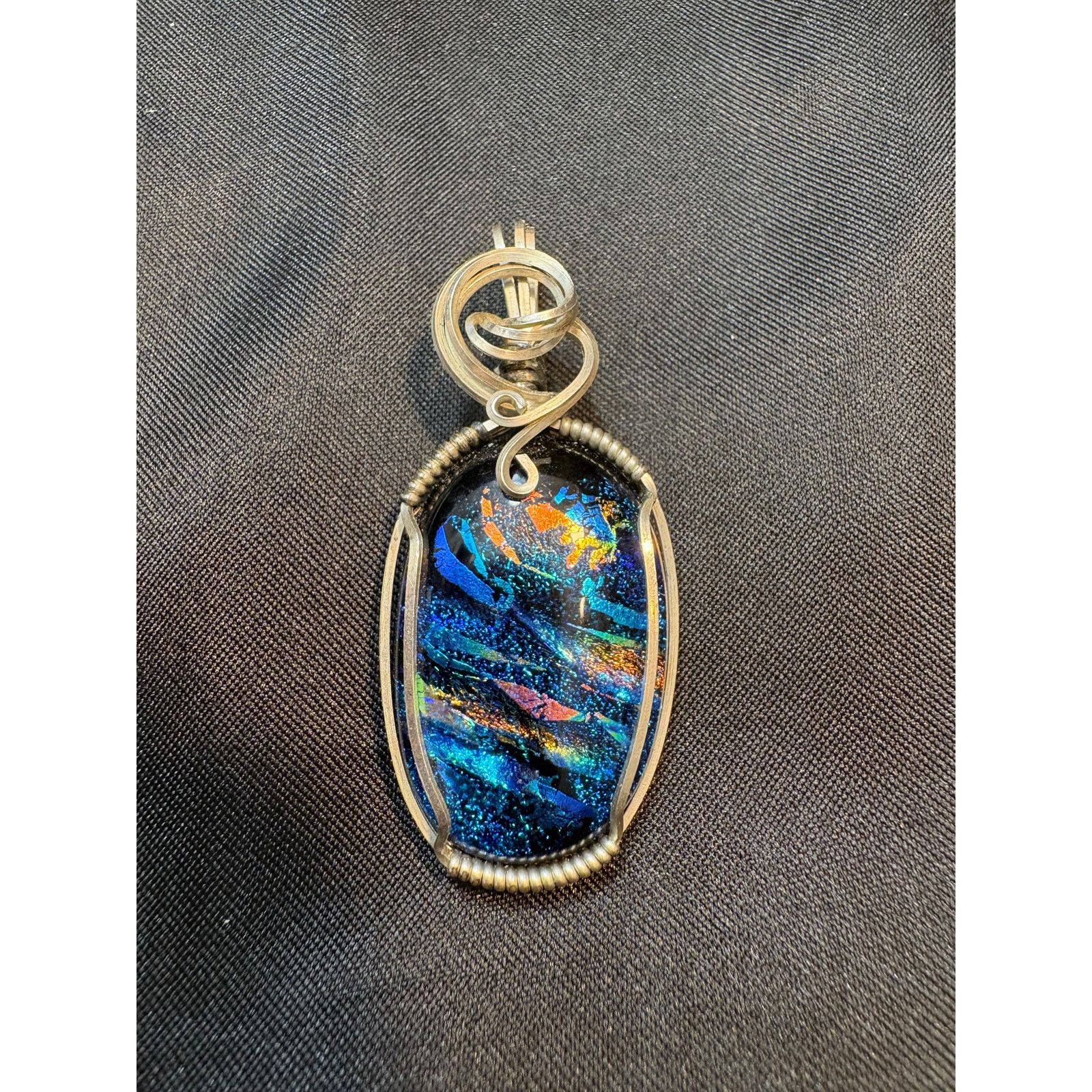 Other Large Sterling Silver Wire-Wrapped Dichroic Glass Pendant Size ONE SIZE - 1 Thumbnail