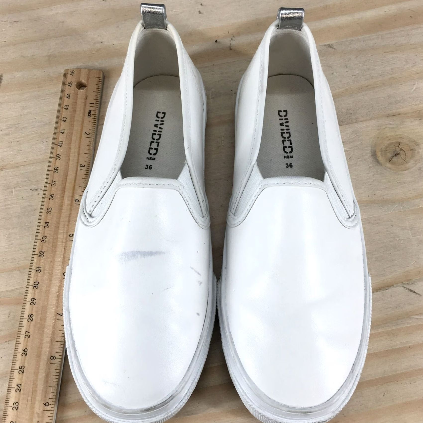 H&M H&M Divided White Leather Low Top Round Toe Slip On Sneakers Womens 36 Size M / US 6-8 / IT 42-44 - 5 Thumbnail