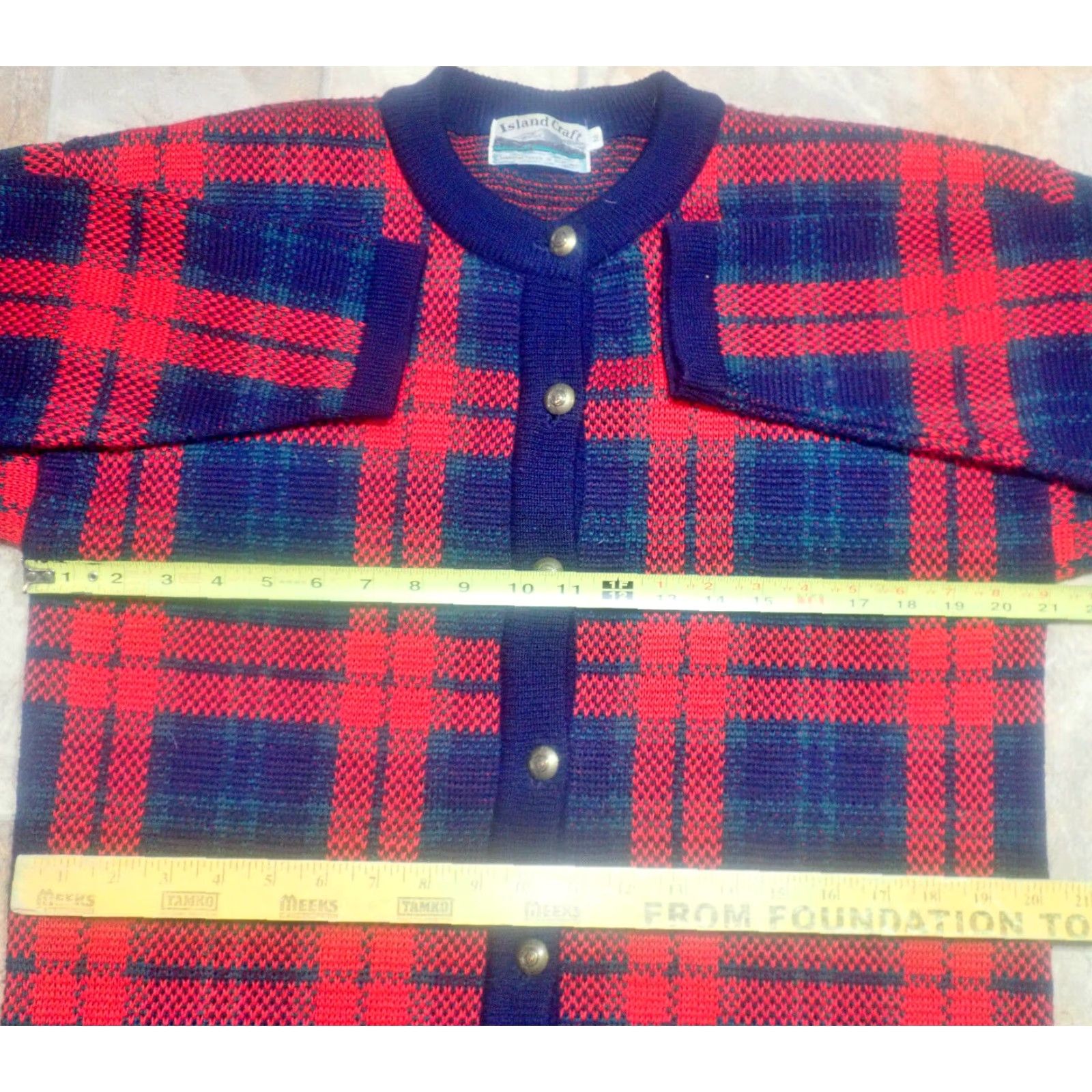 Vintage VINTAGE Island Craft Women's Plaid Cardigan Sweater Wool Acrylic Scotland 90s Casual Womens Medium Size M / US 6-8 / IT 42-44 - 5 Thumbnail