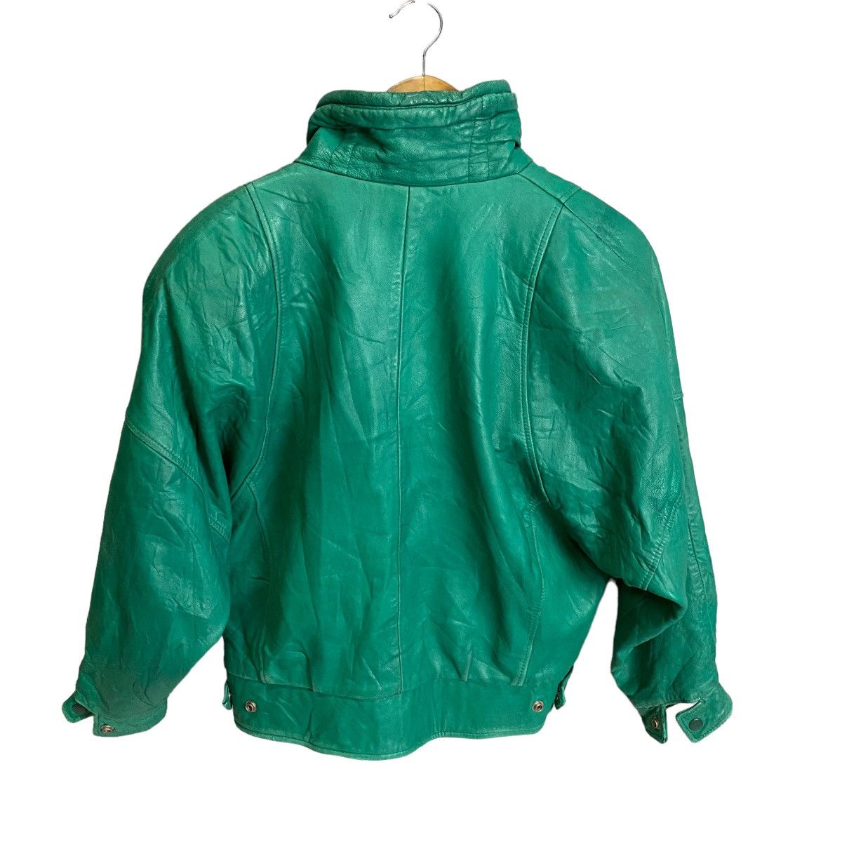 Leather × Vintage Vintage 80s teal green leather croped jacket Size M / US 6-8 / IT 42-44 - 4 Thumbnail