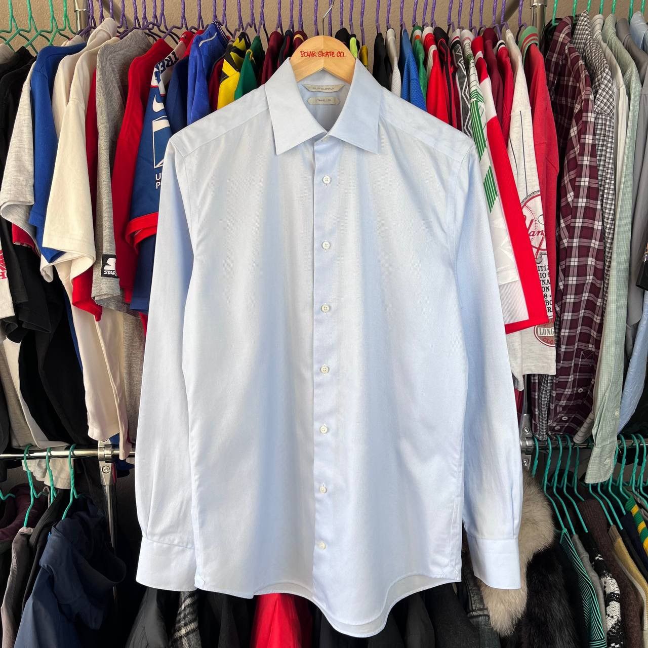 Designer × Suitsupply Suitsupply Traveller Slim Fit Button UP Shirt Size IT39/15.5 Size US L / EU 52-54 / 3 - 2 Thumbnail
