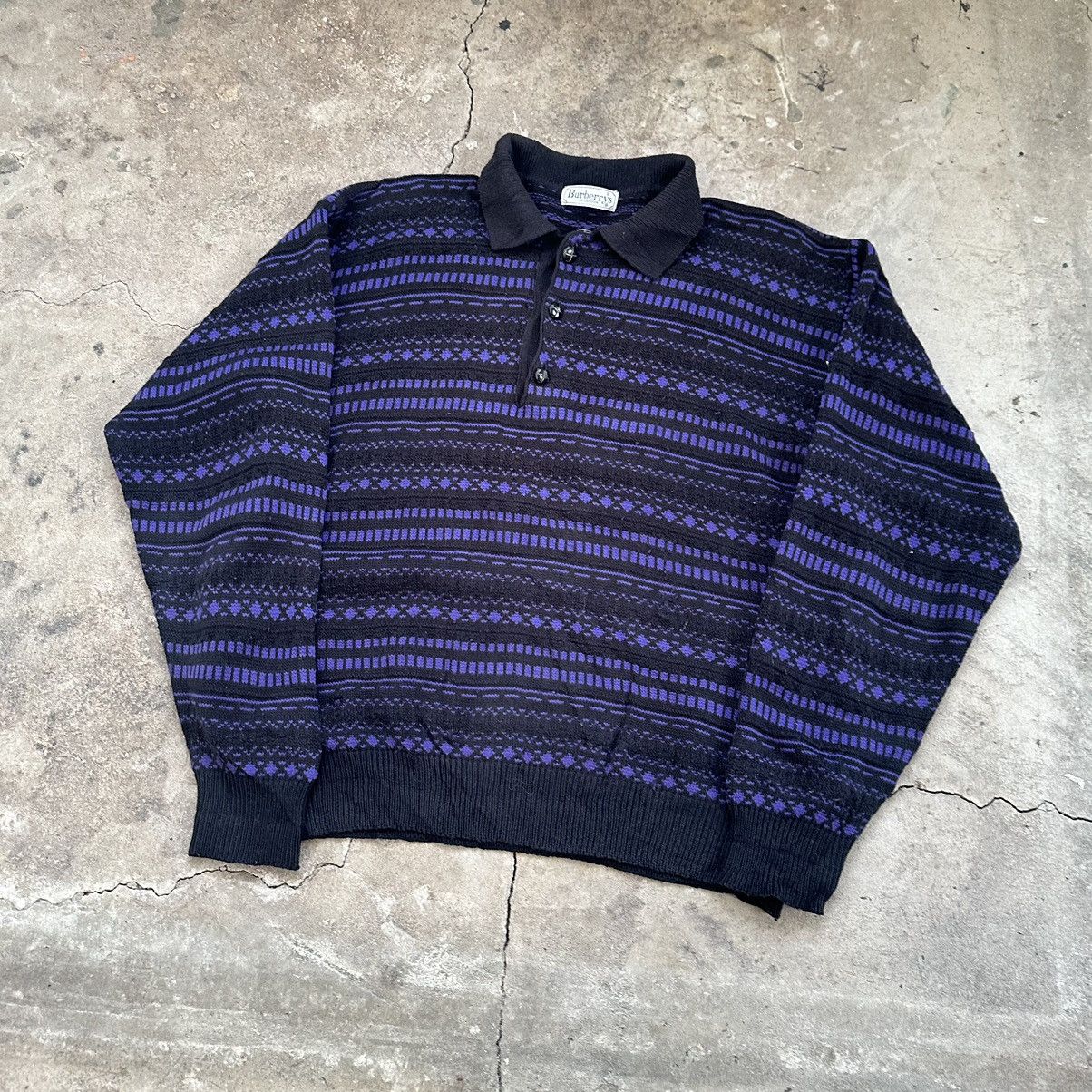 Burberry Vintage Burberrys 90s Lambswool Checkered Grey Sweater Size US XL / EU 56 / 4 - 2 Thumbnail