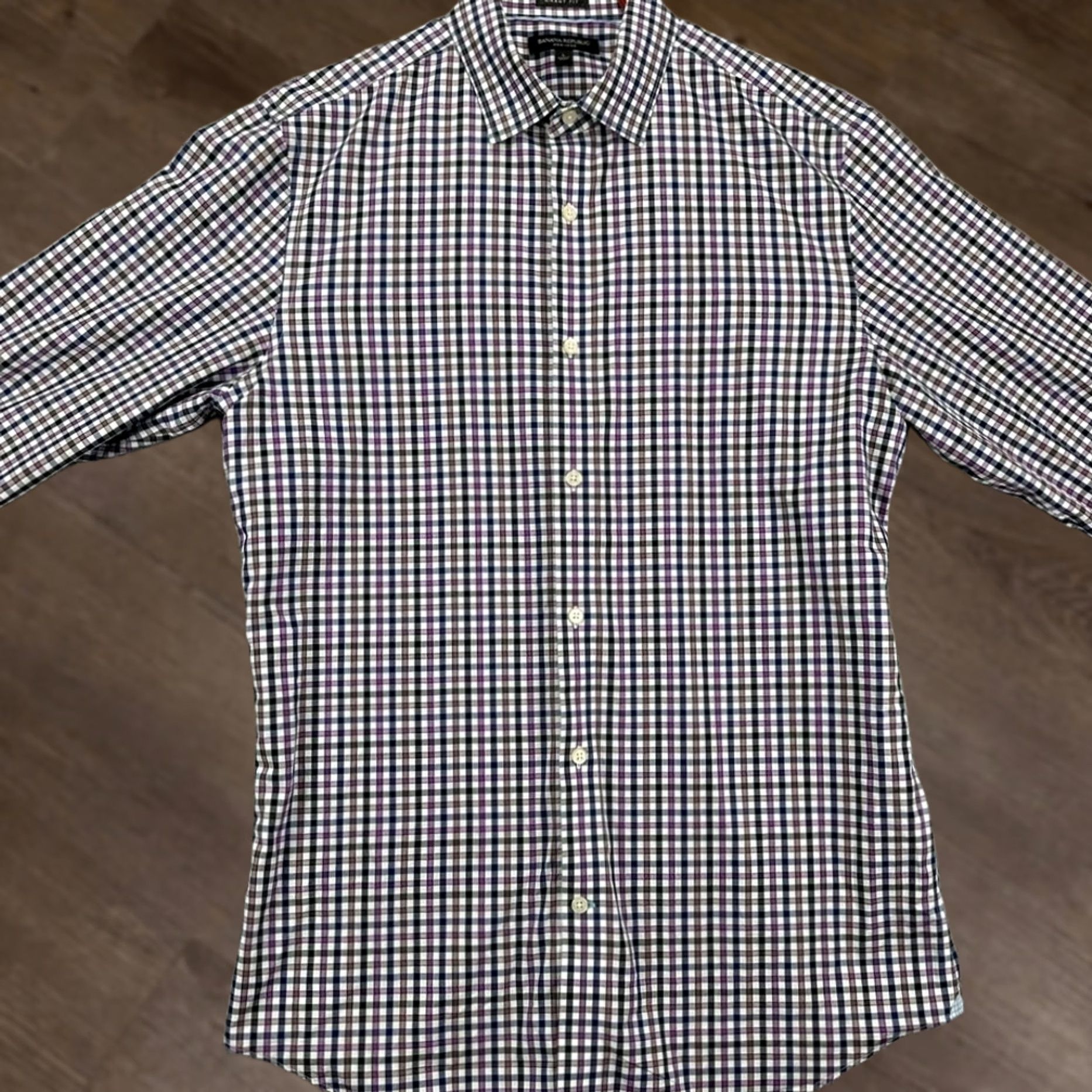 Banana Republic Banana Republic Grant Fit Adult Mens Button-Up Shirt Large Blue Purple Plaid Shirt Size US L / EU 52-54 / 3 - 1 Thumbnail