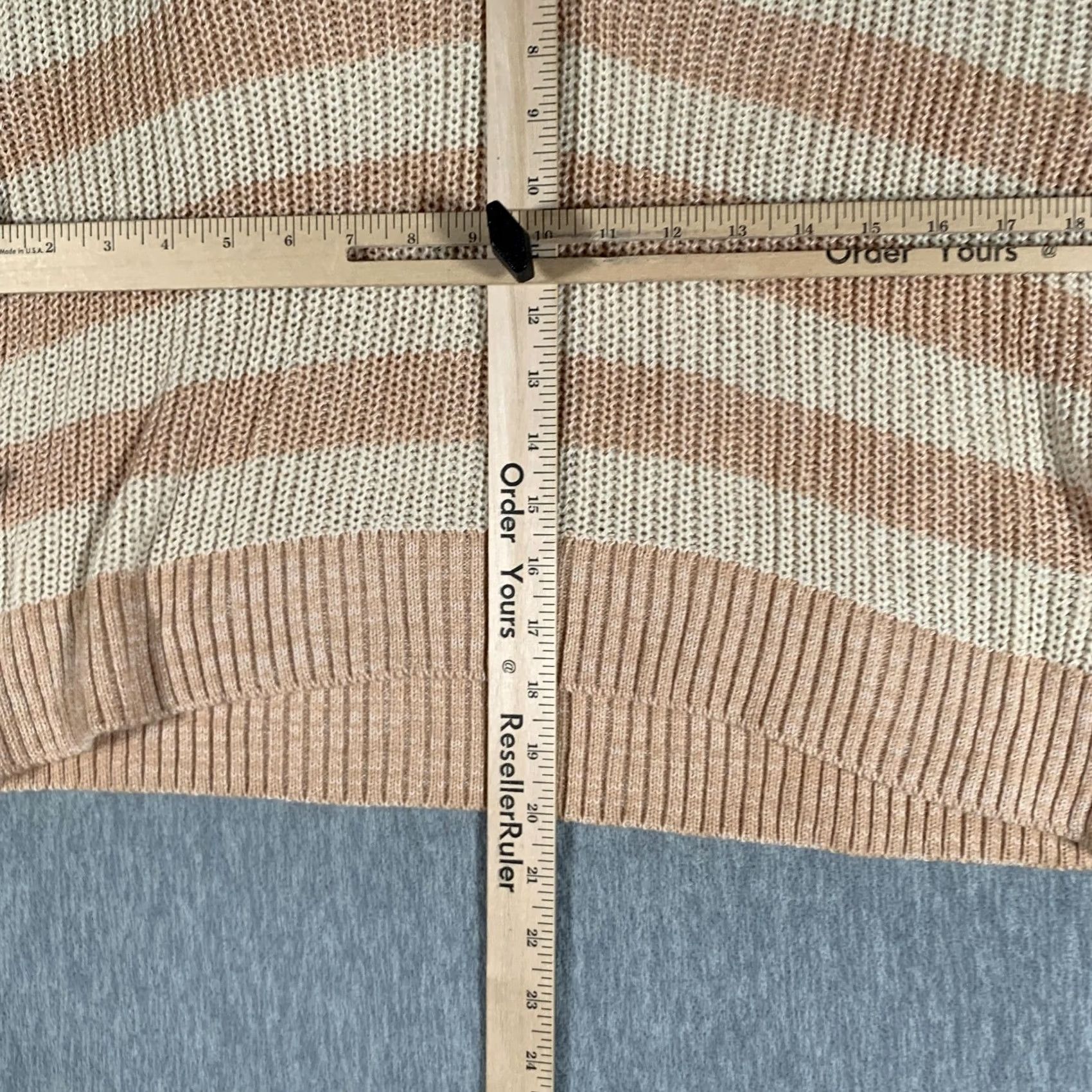 Billabong Billabong Sweater Womens Medium Beige Striped Hooded V-Neck Pullover Casual Size M / US 6-8 / IT 42-44 - 7 Thumbnail