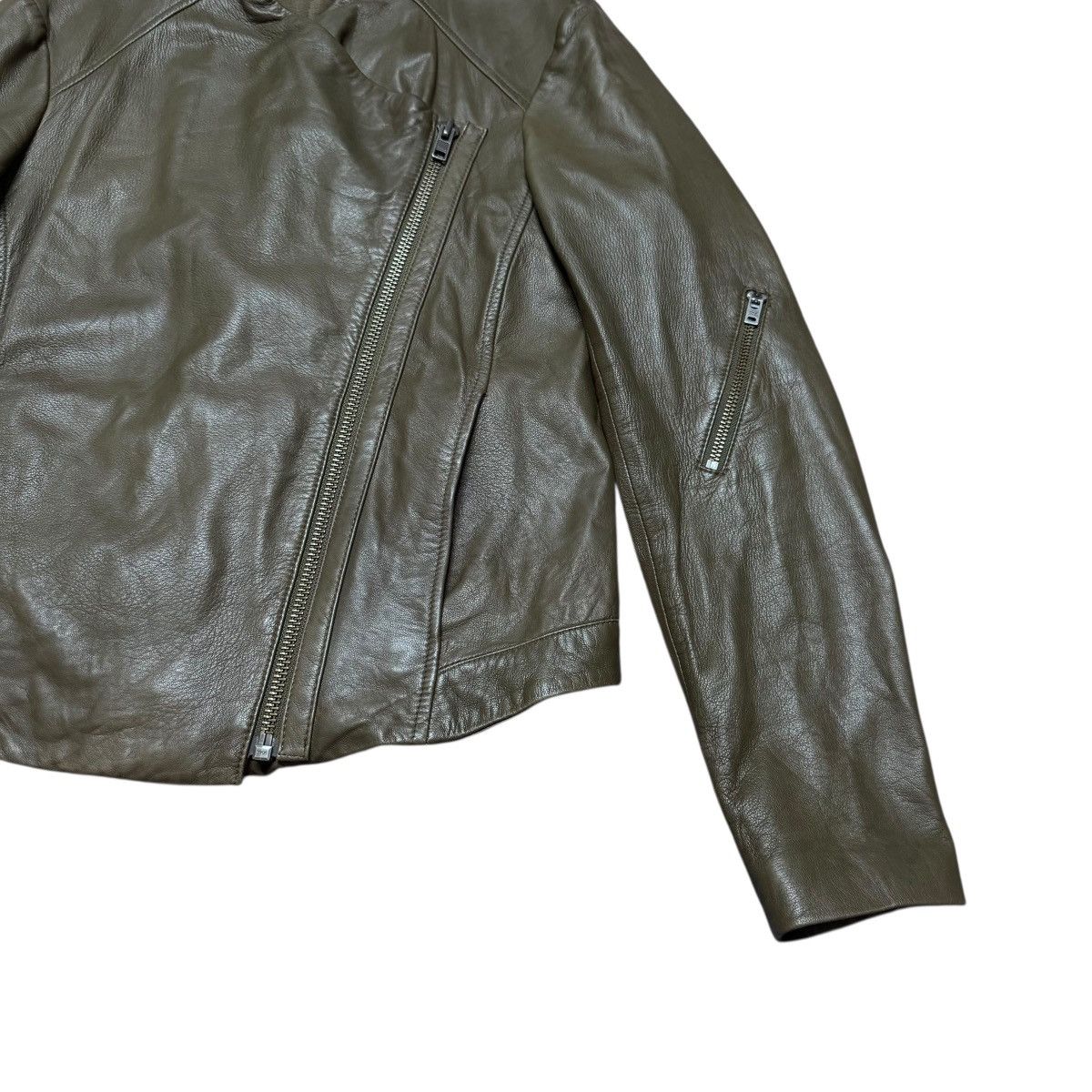 Helmut Lang Helmut Lang Leather Biker Jacket Green Washed Size M / US 6-8 / IT 42-44 - 8 Thumbnail