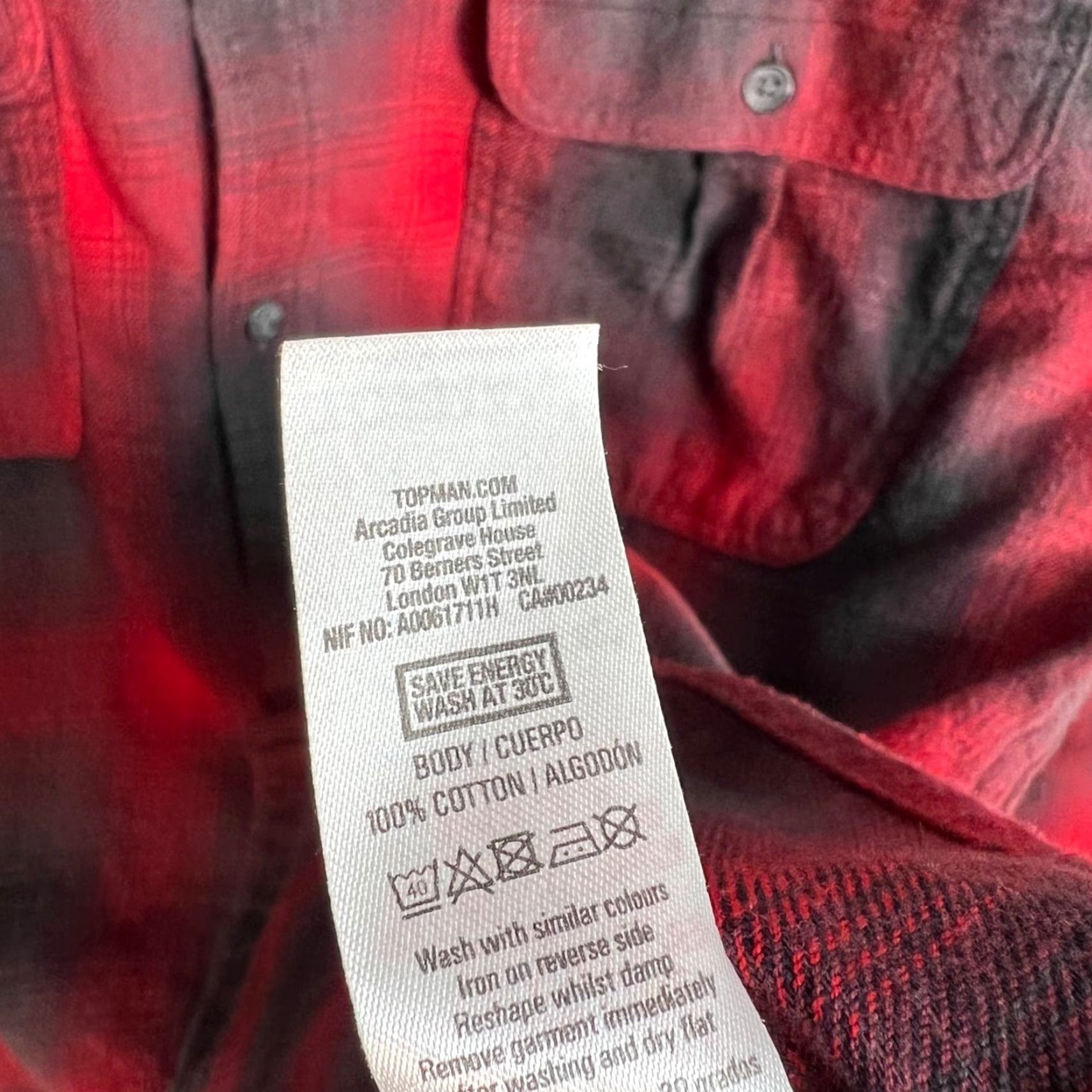 Topman Topman Shirt Plaid Button-Up Long Sleeve Cotton Flannel Red Black Adult Large Mens” Size US L / EU 52-54 / 3 - 4 Thumbnail