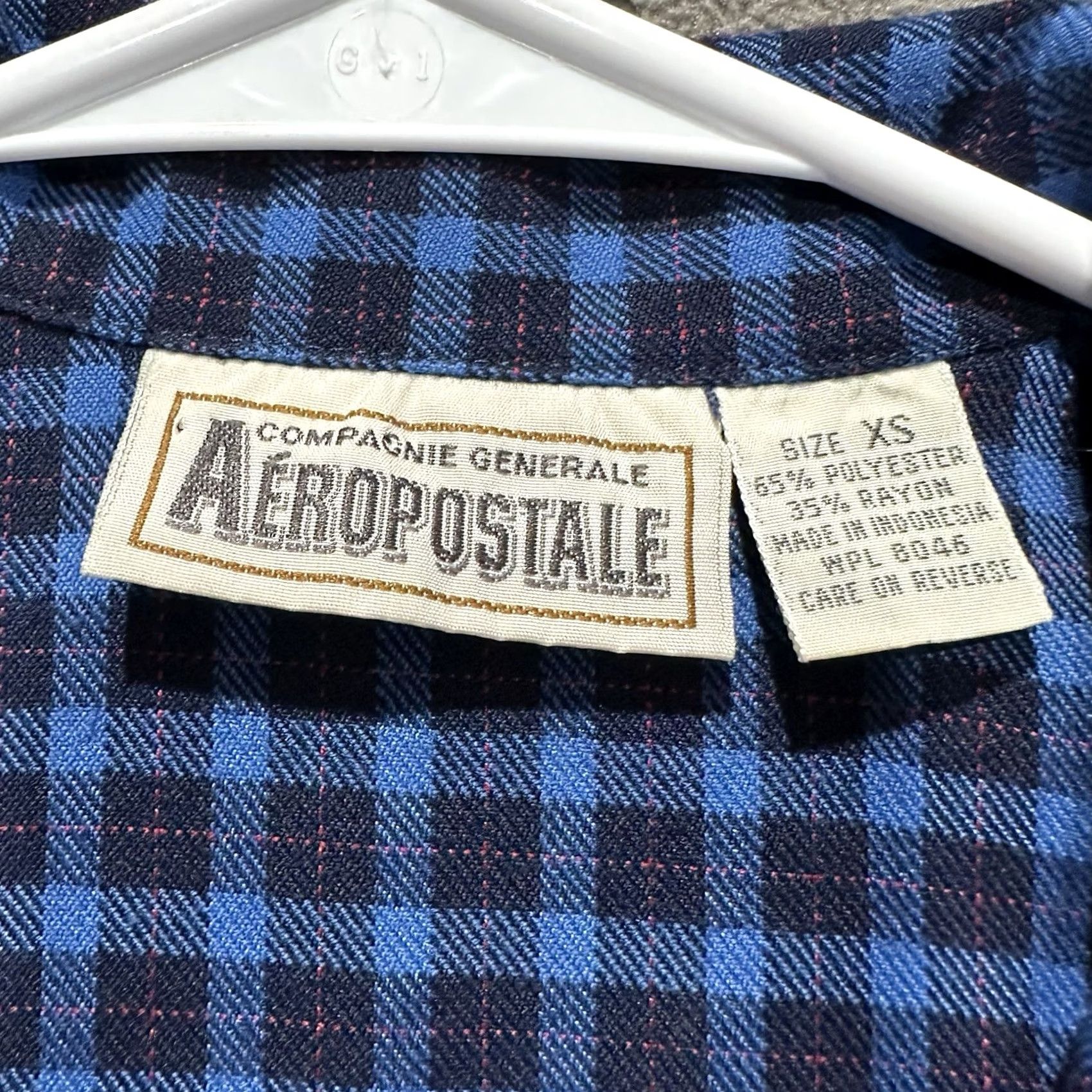 Aeropostale VINTAGE Aeropostale Mini Dress XS Blue Plaid Button Front Collared Rayon Womens Short Dress Size XS / US 0-2 / IT 36-38 - 5 Thumbnail