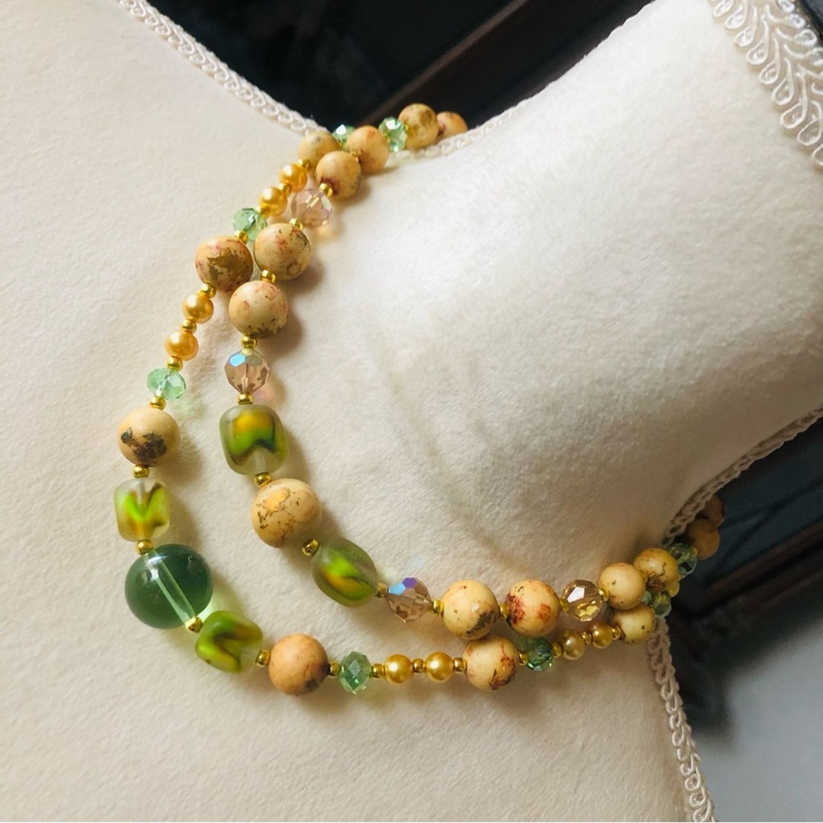 Handmade Handcrafted double strand vintage bead rondelle necklace Size ONE SIZE - 1 Thumbnail