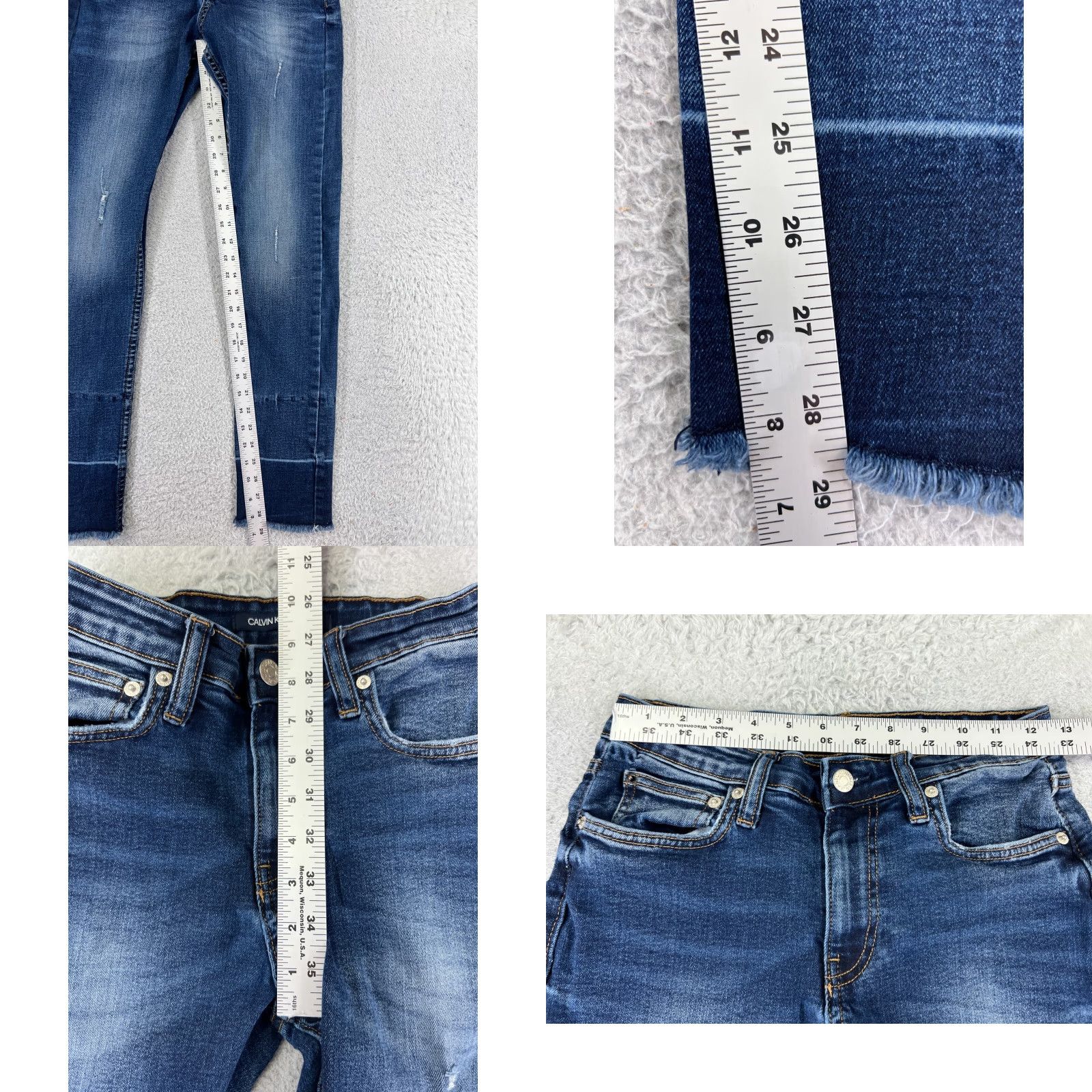 Calvin Klein Calvin Klein Jeans Women Blue Denim Straight Leg 26x30 Distressed 5-Pocket Regular Waist Cotton Blend Jeans Size 26" / US 2 / IT 38 - 8 Thumbnail