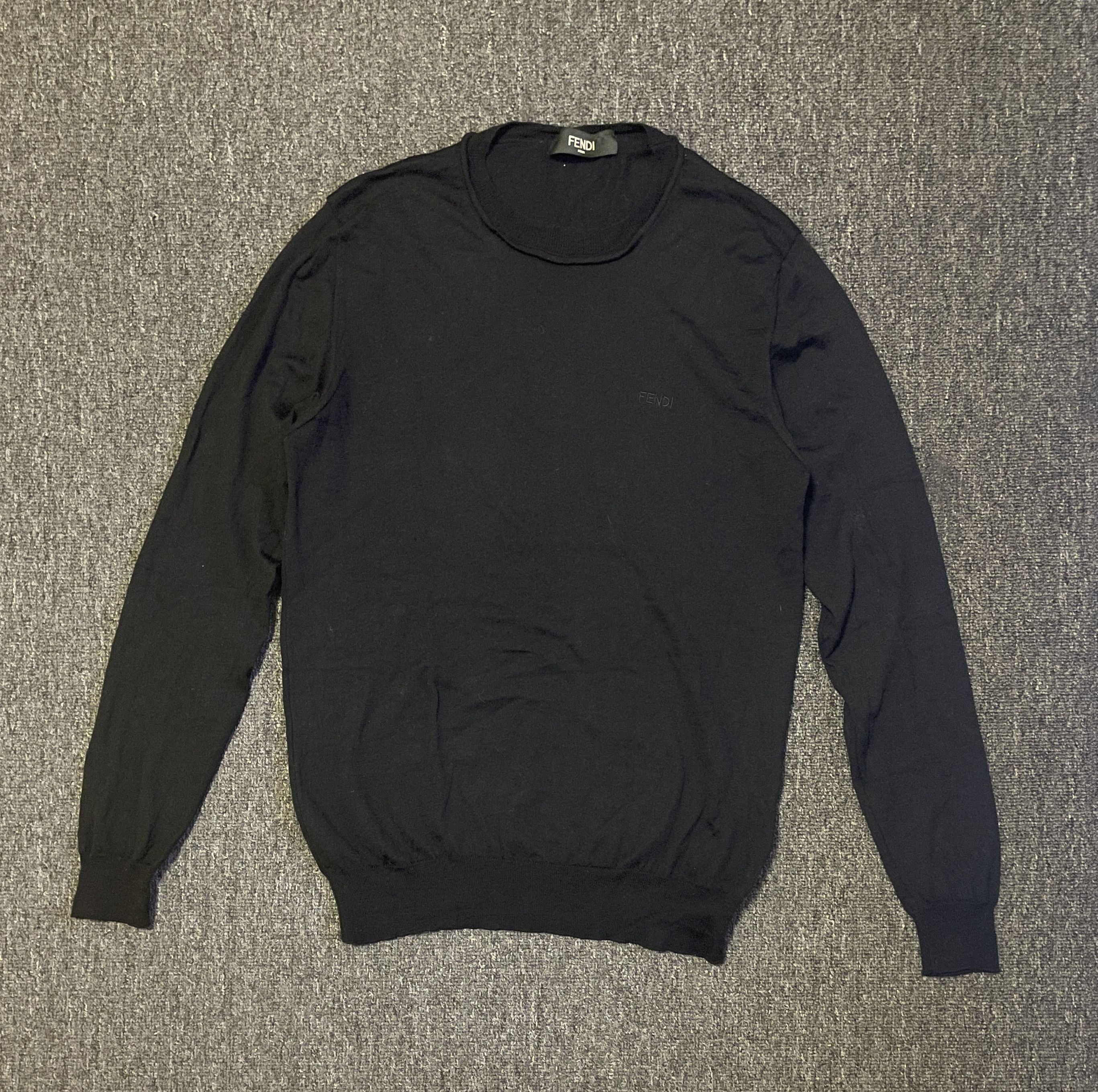 Fendi Fendi unisex black wool Knitwear/Sweaters size 48 like S Size US M / EU 48-50 / 2 - 1 Thumbnail