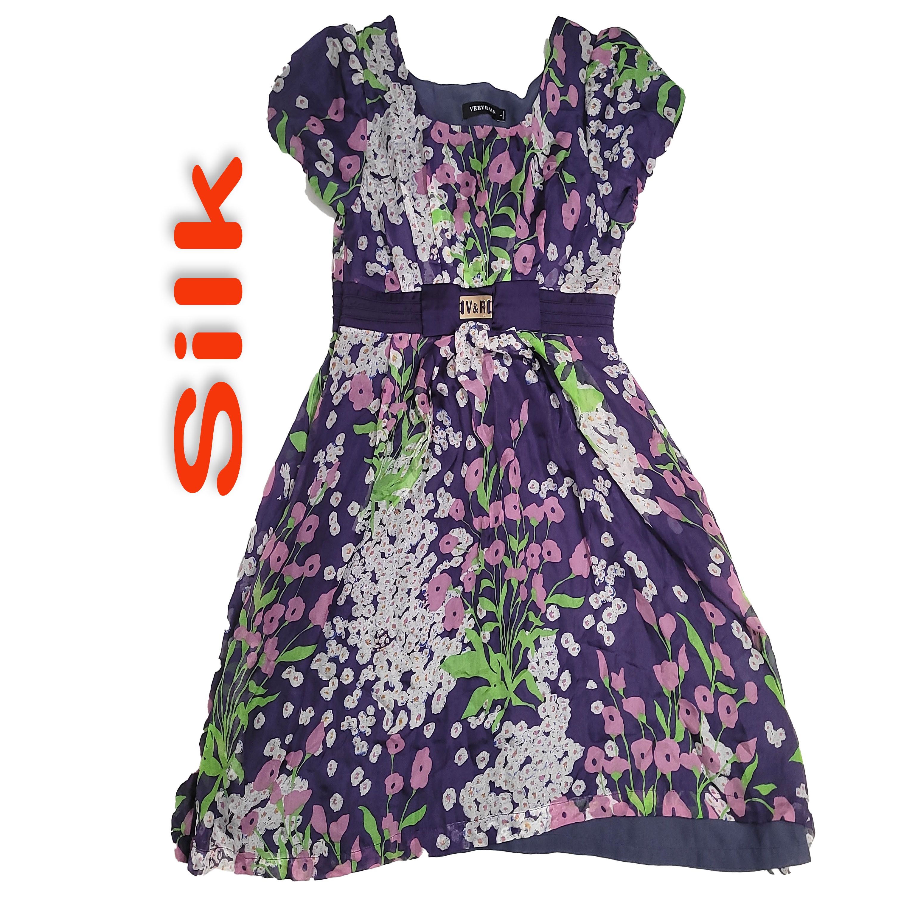 Other Women's Silk Size XS Short Sleeve Dress SDK402 Size XS / US 0-2 / IT 36-38 - 1 Thumbnail