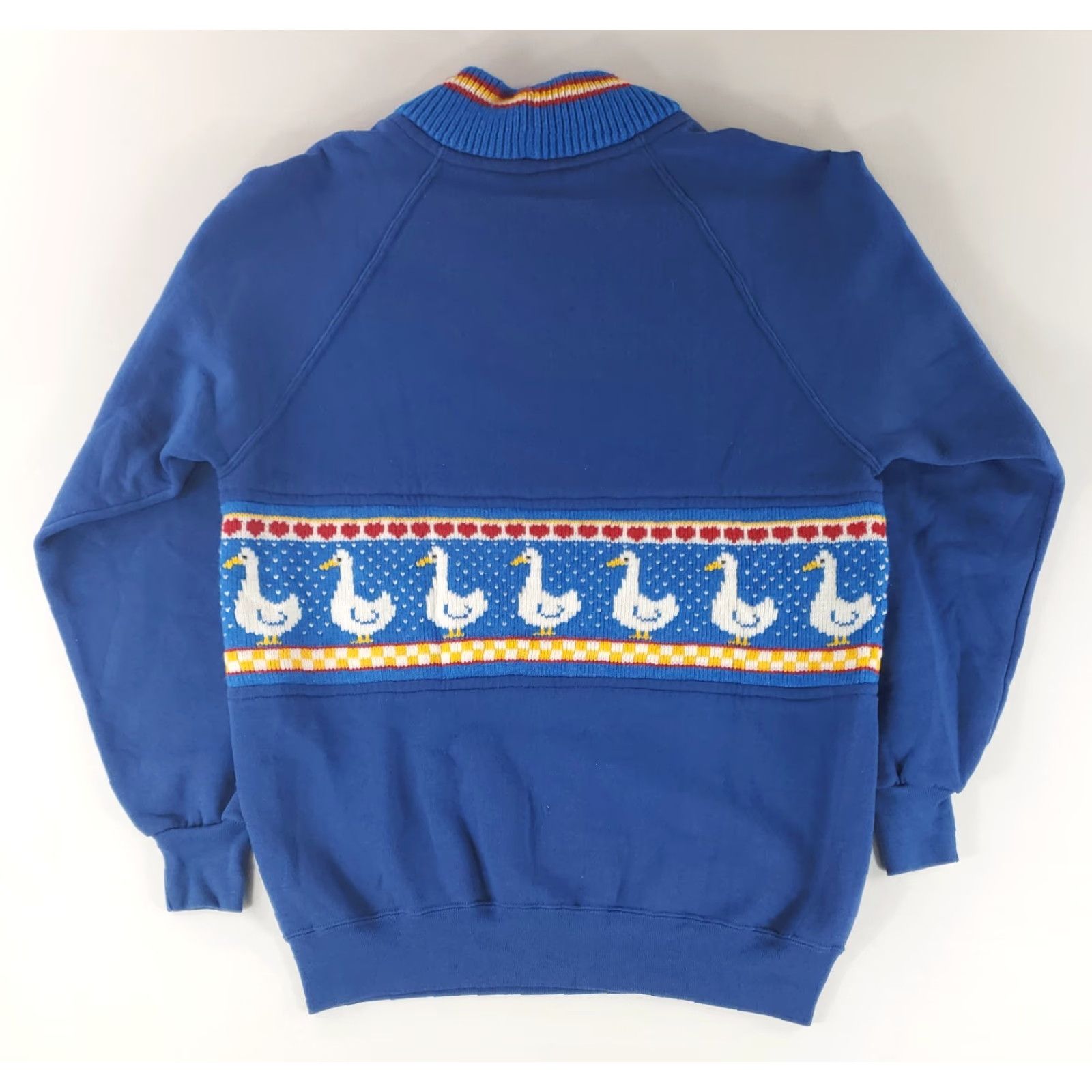Jerzees VINTAGE Jerzees Sweatshirt 90s Modified Knit Ducks Collar Blue Long Sleeve Mens 44 Size US XXL / EU 58 / 5 - 5 Thumbnail