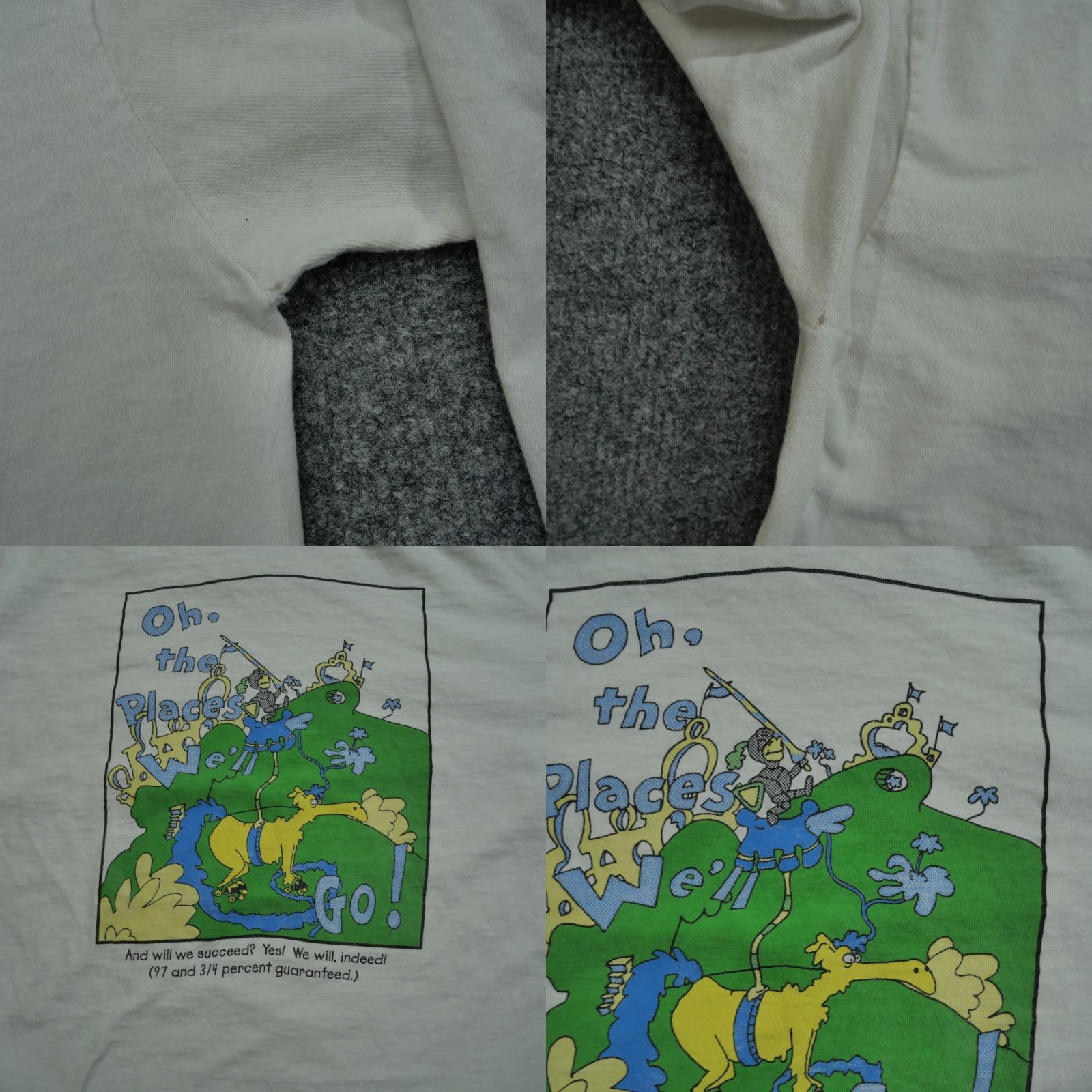 Fruit Of The Loom VINTAGE Dr Seuss T Shirt Adult Large White High School Graduation Art 1997 90s Fruit of the Loom Mens Cotton Logo Crew Neck Long Sleeve Size US L / EU 52-54 / 3 - 8 Thumbnail