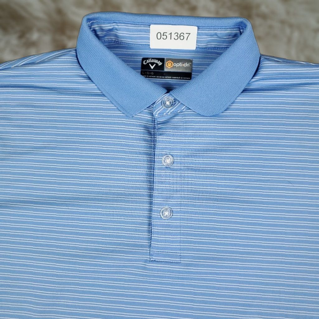 Callaway Callaway Polo Shirt Mens L Blue Striped Opti Dri Fit Short Sleeve Golf Polo Shirt Size US L / EU 52-54 / 3 - 1 Thumbnail