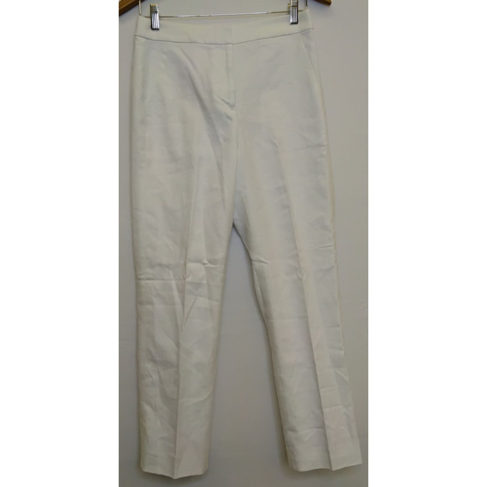 J.Crew J. Crew Kate Straight Leg Pant Womens 2 White Linen Blend Size 26" / US 2 / IT 38 - 2 Thumbnail