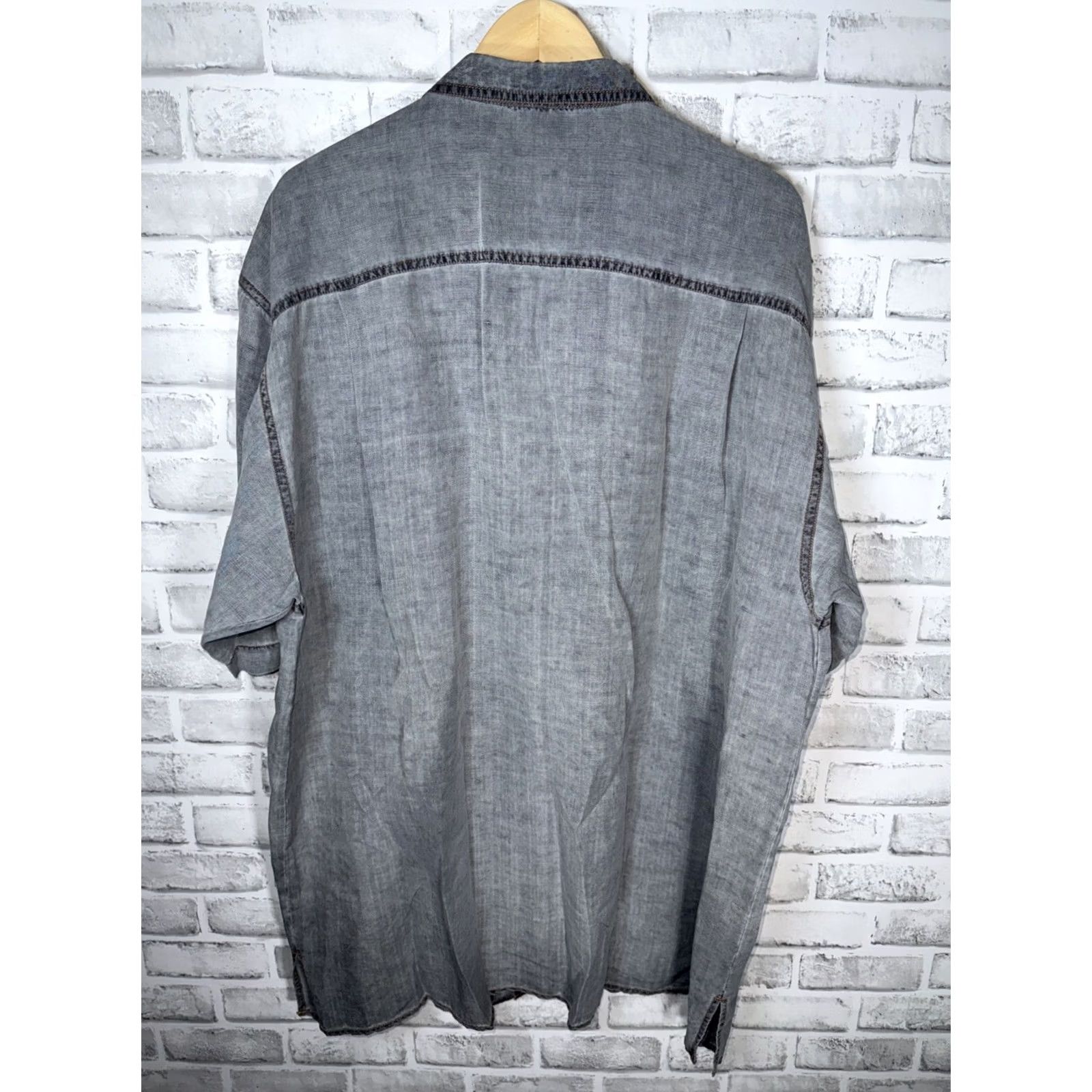 Vintage NWT Trulliano Silk Linen Blend Short Sleeve Button-Down Shirt Mens XL Gray Size US XL / EU 56 / 4 - 7 Thumbnail