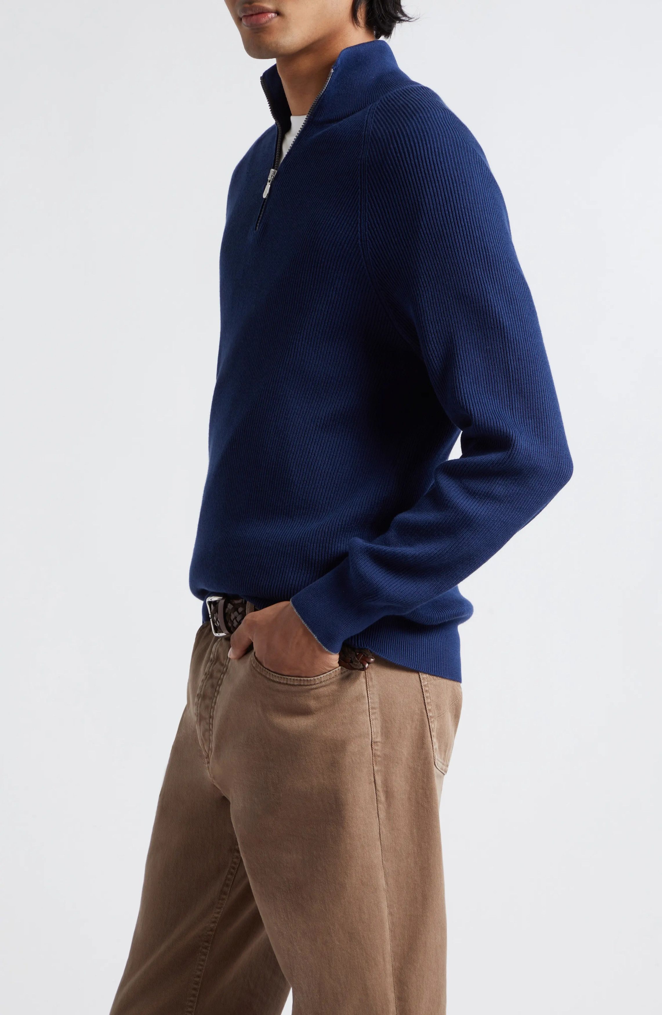 Brunello Cucinelli o1w1db10425 Cashmere Sweatshirt in Navy Size US XXL / EU 58 / 5 - 3 Thumbnail