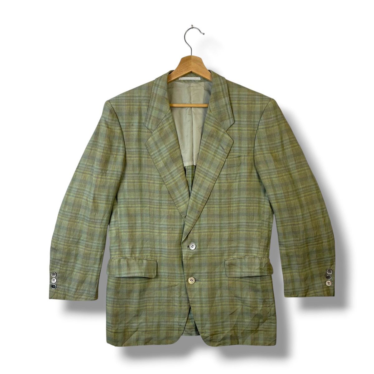Lanvin LANVIN PARIS LINEN PLAID BLAZER MADE IN JAPAN Size US L / EU 52-54 / 3 - 1 Thumbnail
