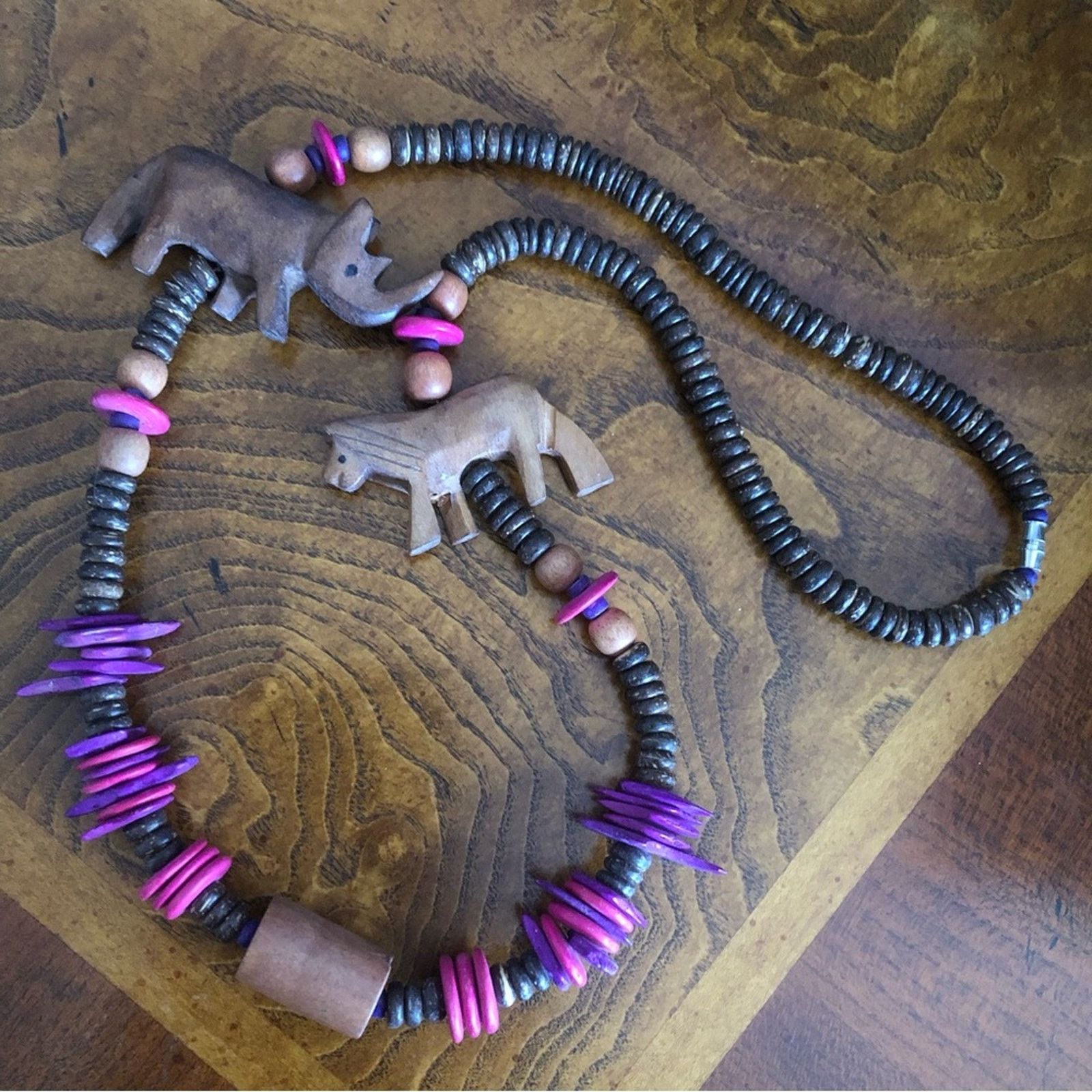 Vintage Vintage handmade safari wood bead necklace Size ONE SIZE - 10 Thumbnail