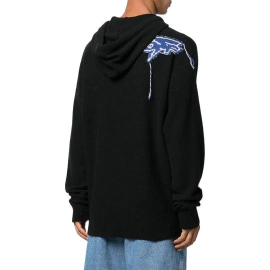 Off-White o1gr1nt1124 Thund Arrow Chunky Knit Hoodie in Black Size US XL / EU 56 / 4 - 3 Thumbnail