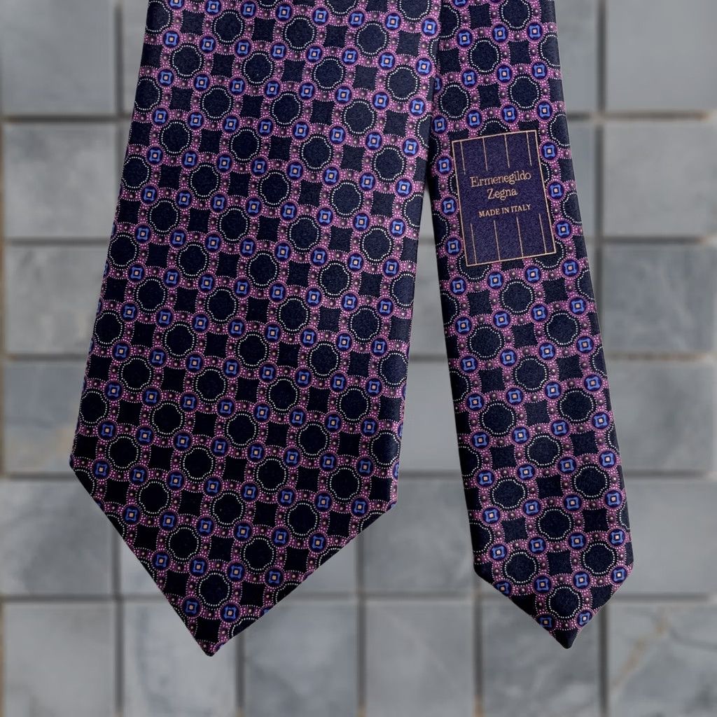 Ermenegildo Zegna ERMENEGILDO ZEGNA Purple Navy Silk Tie One Size Mens Size ONE SIZE - 1 Thumbnail