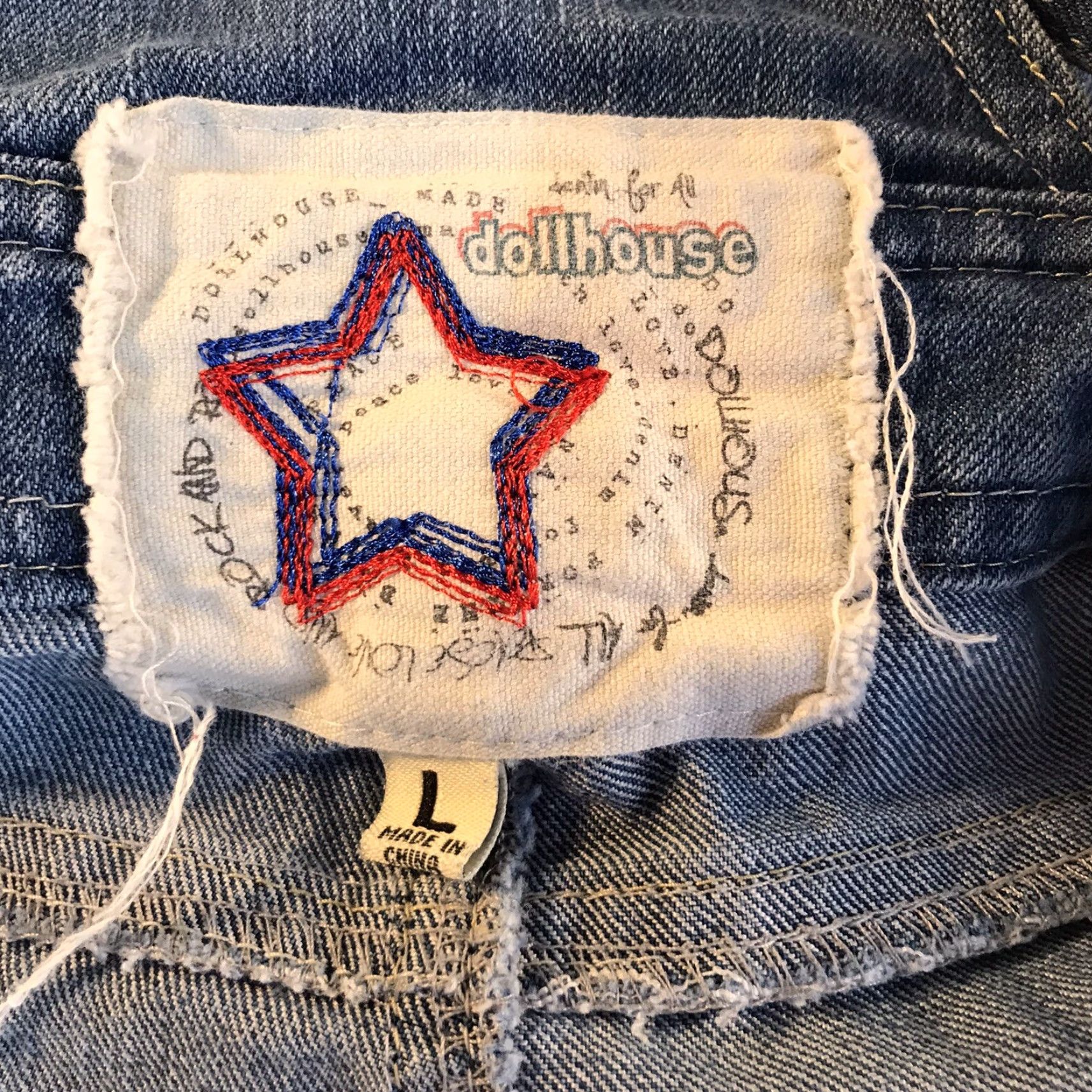 Vintage Dollhouse Blue-Jean Shortalls Juniors Size L Distressed Casual Lightweight Pockets Spring Summer Womens Size 36" / US 14 / IT 50 - 3 Thumbnail