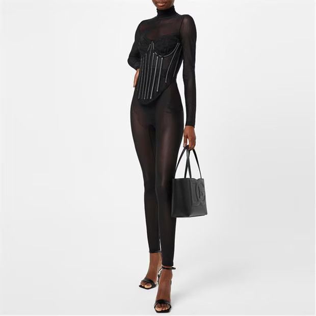Dolce & Gabbana o1g2r1mq1024 Re Edition Kim Tulle Jumpsuit in Nero Size M / US 6-8 / IT 42-44 - 4 Thumbnail