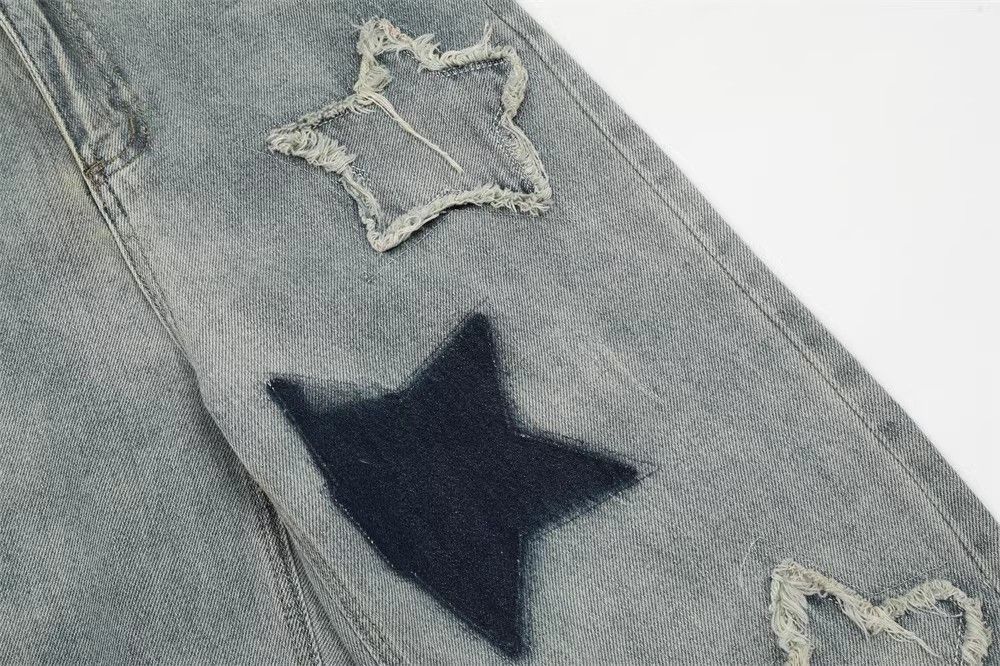 Japanese Brand × Jean Star embroidered American straight wide-leg jeans y2k Size US 32 / EU 48 - 5 Thumbnail