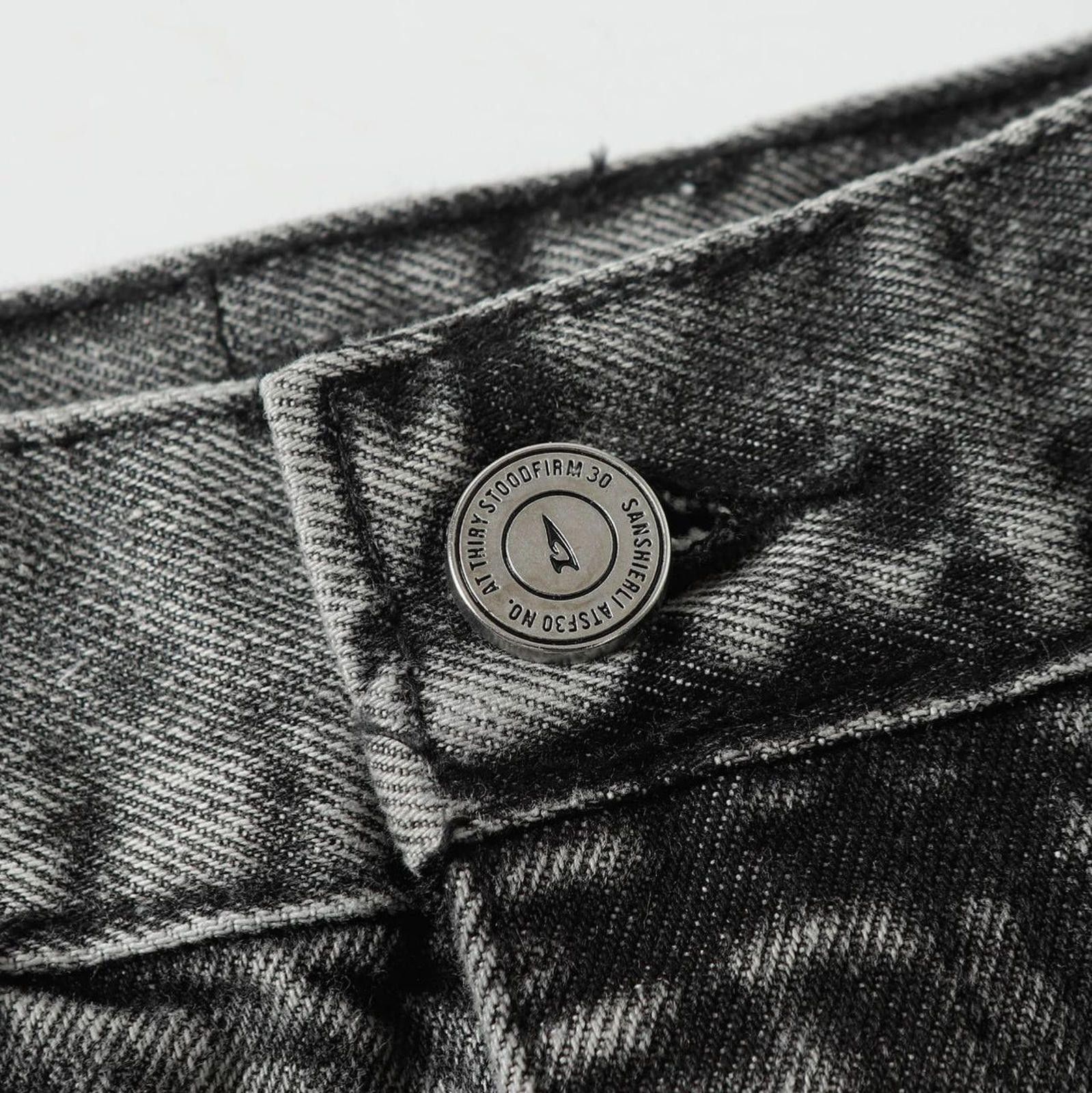 Japanese Brand Gray Distressed Flared Denim Jeans, Wide Leg Jeans Size US 30 / EU 46 - 9 Thumbnail