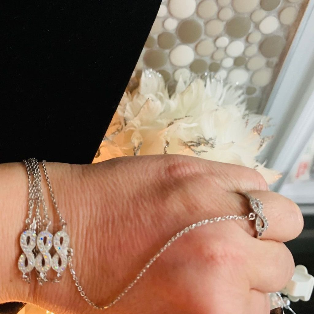 Other Sterling Silver 3 infinity bracelet with ring Size ONE SIZE - 5 Thumbnail