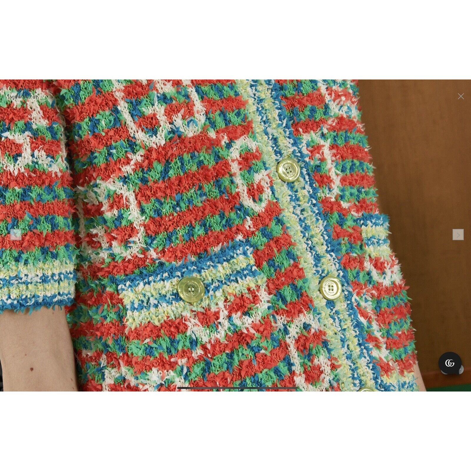 Gucci NWT GUCCI Green/Red Maxi GG Cotton Blend Cardigan Sweater Si Size M / US 6-8 / IT 42-44 - 2 Thumbnail