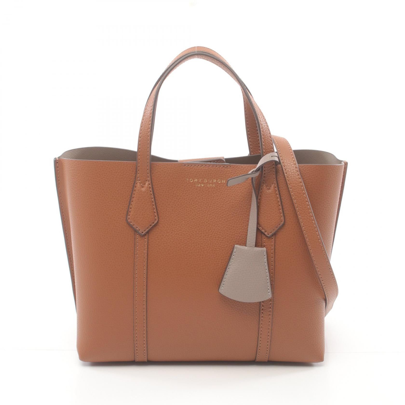 Tory Burch Tory Burch Perry Small Triple Compartment Handbag Leather Brown Size ONE SIZE - 1 Thumbnail
