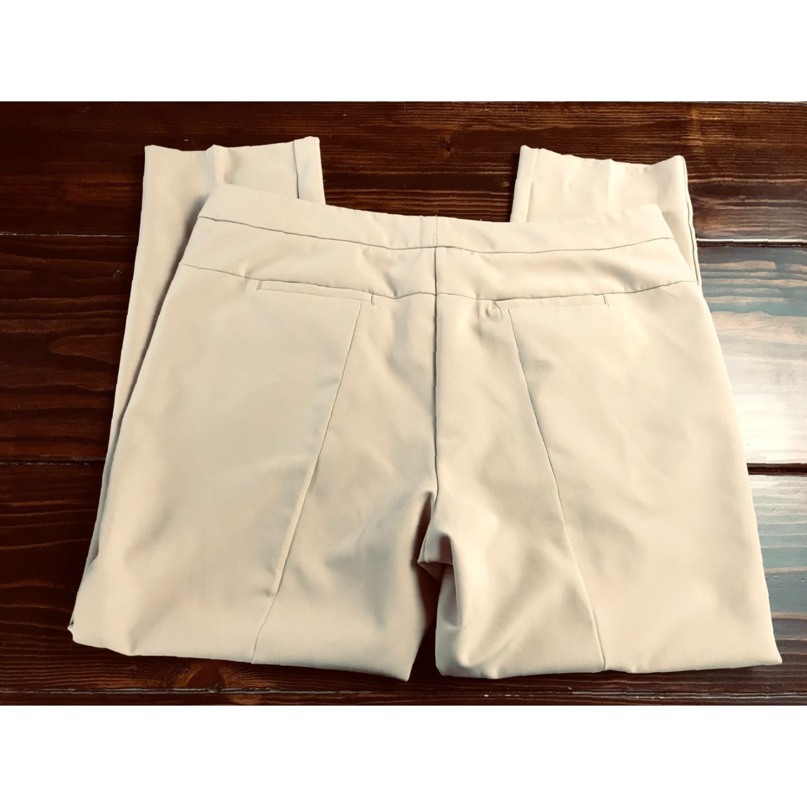 Vintage josh & arielle Women's Pants Cropped Dress Pants Straight Leg 14 Ivory Cream Size 36" / US 14 / IT 50 - 2 Thumbnail