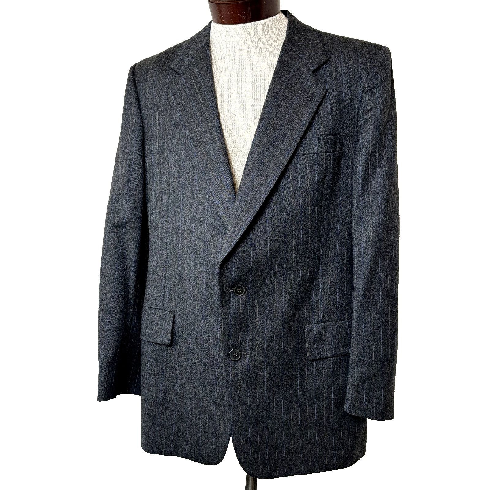 Christian Dior Monsieur Christian Dior Sz 42R Men's Gray Striped Blazer Pure Virgin Size 42R - 1 Thumbnail