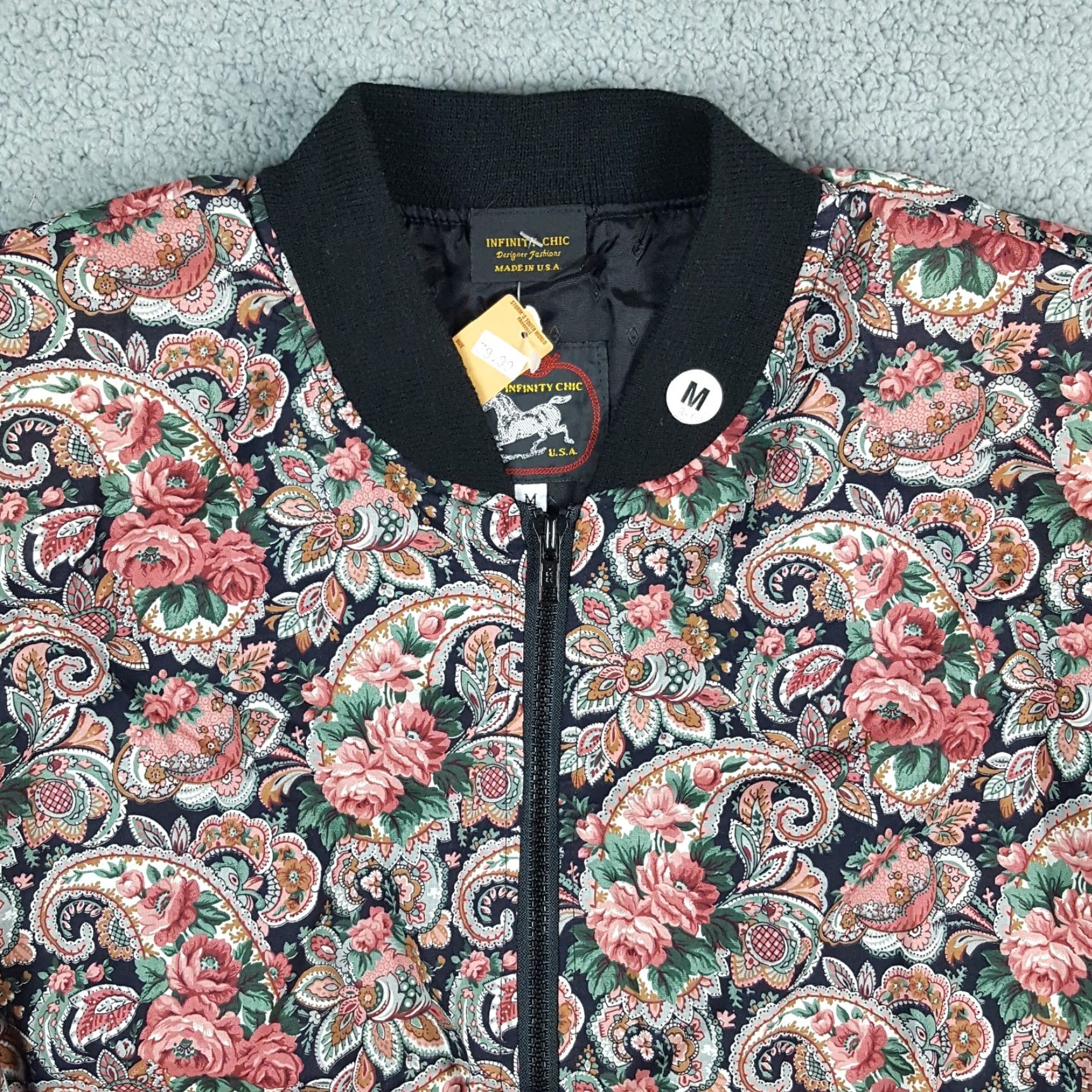 Pinko VINTAGE Infinity Chic Windbreaker Jacket Women Medium Pink Paisley Floral Zip Up Casual Retro 80s Size M / US 6-8 / IT 42-44 - 2 Thumbnail