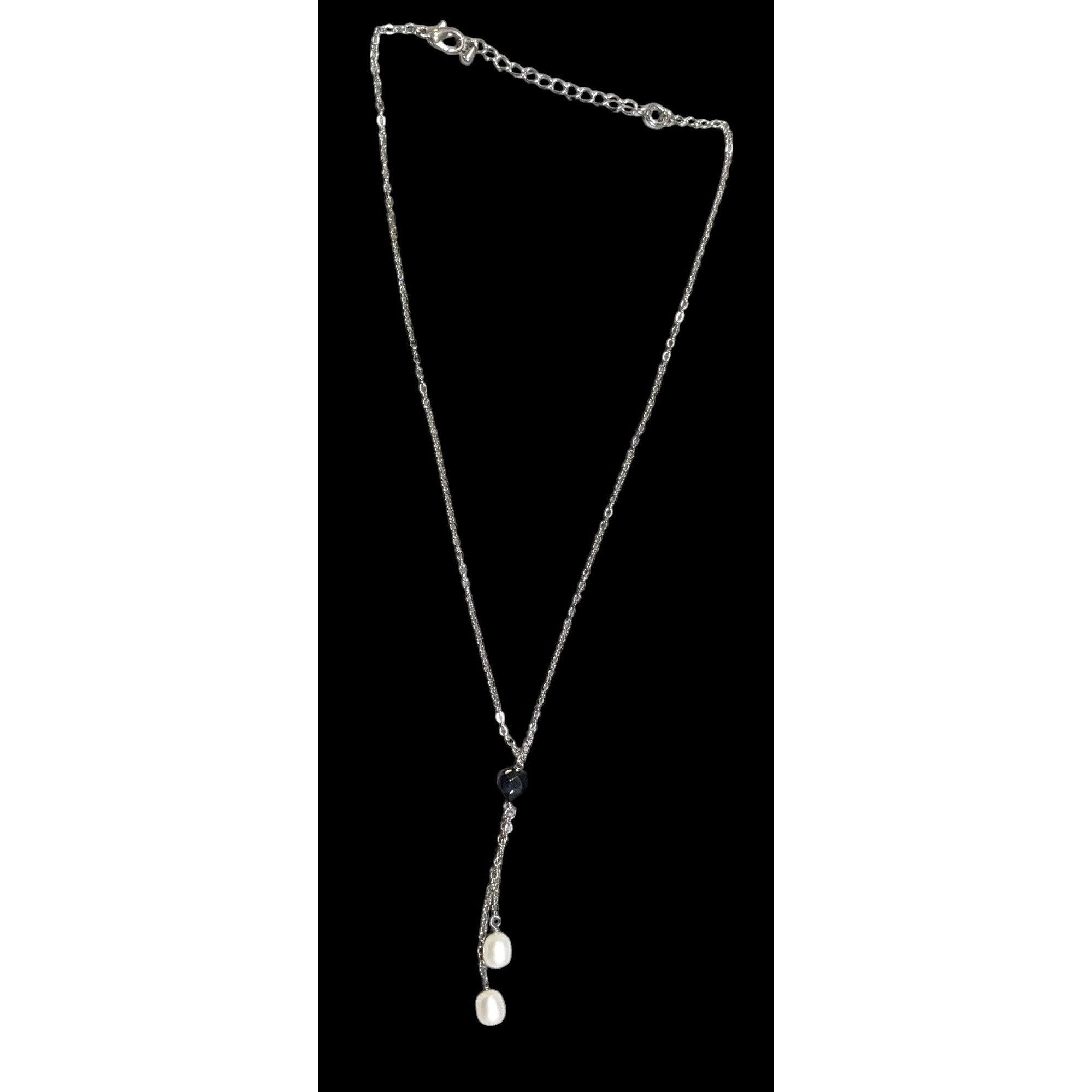 Other Elegant Black Heart Pearl Accent Lariat Necklace Size ONE SIZE - 3 Thumbnail