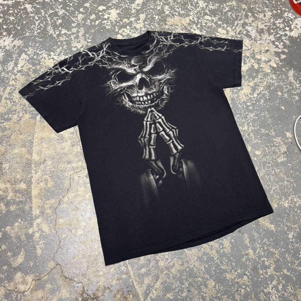 Affliction Vintage Skull Skeleton Praying Black Y2K Grunt Grunge Tshirt Size US M / EU 48-50 / 2 - 4 Thumbnail