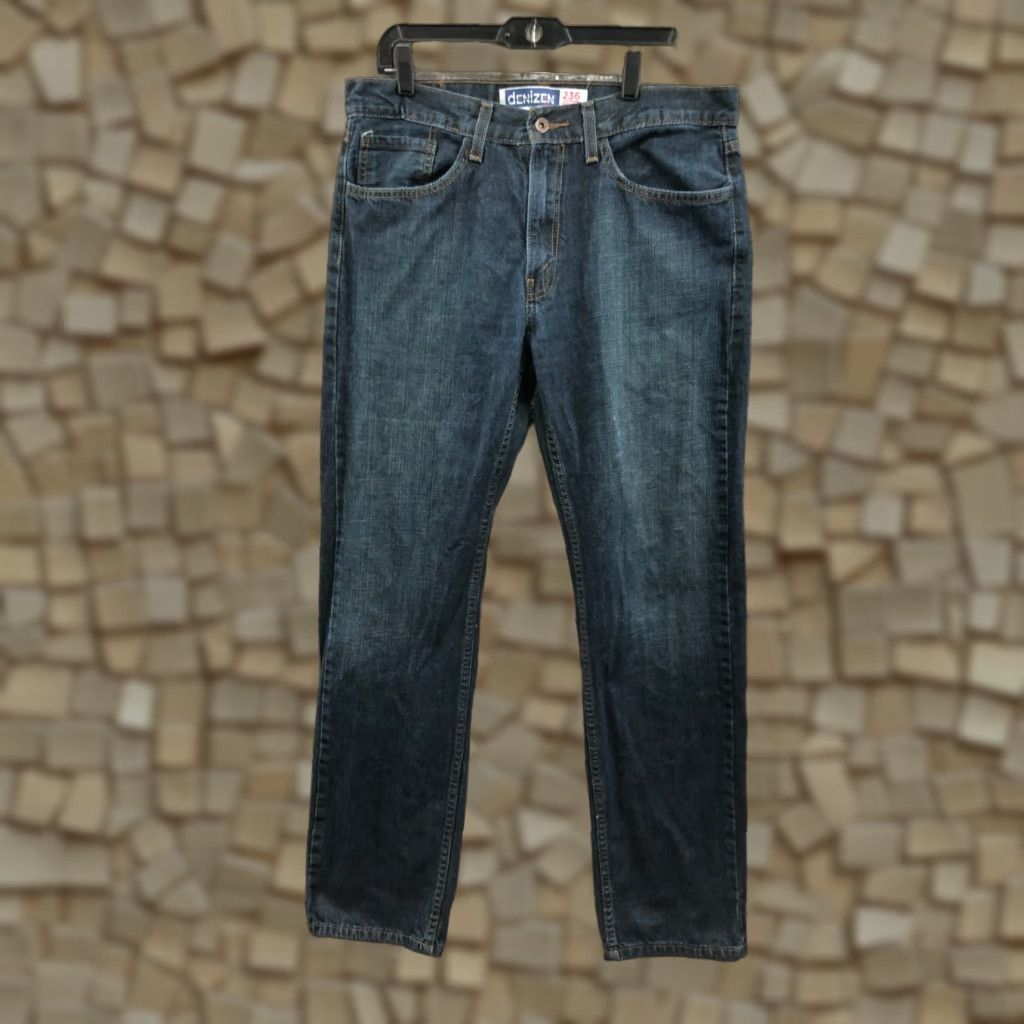 Denizen VINTAGE Denizen 236 Straight Jeans Size 34x34 Mens Mid Rise Medium Wash Blue Denim Regular 5-Pocket Logo Belt Loops Zip Size US 34 / EU 50 - 1 Thumbnail