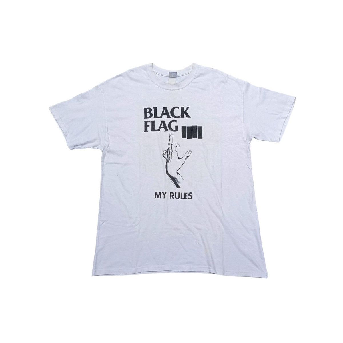 image of Band Tees x Rock Band Black Flag American Punk Band Tshirt in White, Men's (Size XL)