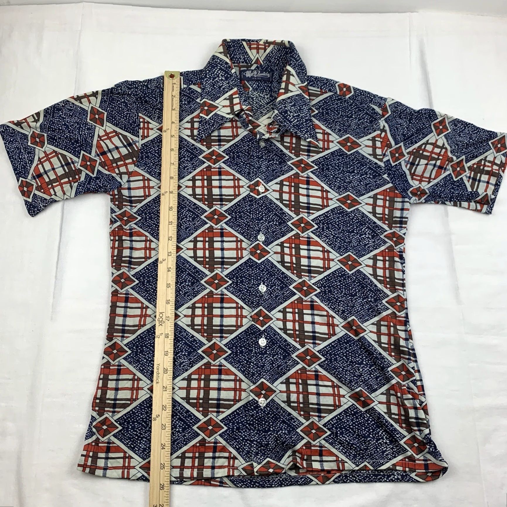 Vintage VINTAGE Mark Daniels Button-Up Shirt Adult Large Blue Geometric Pattern 80s 90s Mens Size US L / EU 52-54 / 3 - 5 Thumbnail