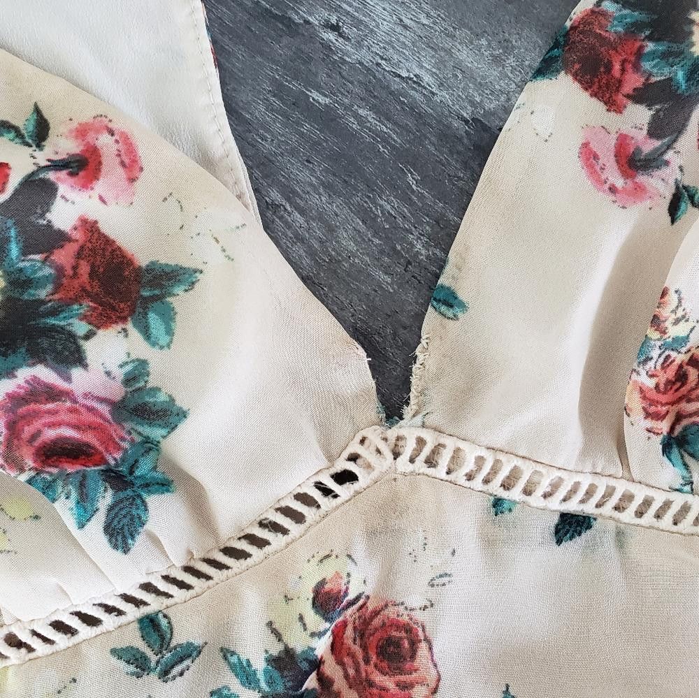 Designer Beige Floral 1AM Babydoll Flowy Mini Size M / US 6-8 / IT 42-44 - 3 Thumbnail