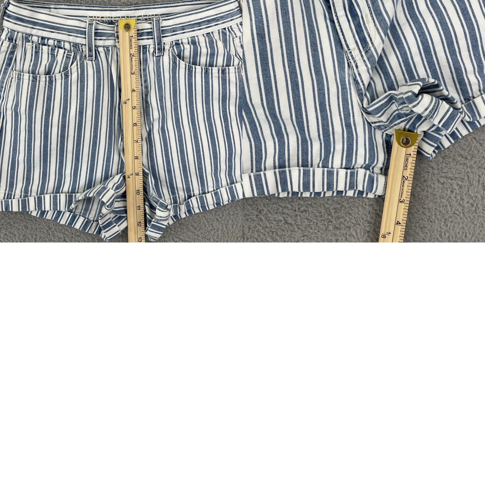 American Eagle Outfitters VINTAGE American Eagle Outfitters Shorts Women’s 2 Blue Mom Denim Stripe Boho Casual Beach Cotton Size 26" / US 2 / IT 38 - 8 Thumbnail