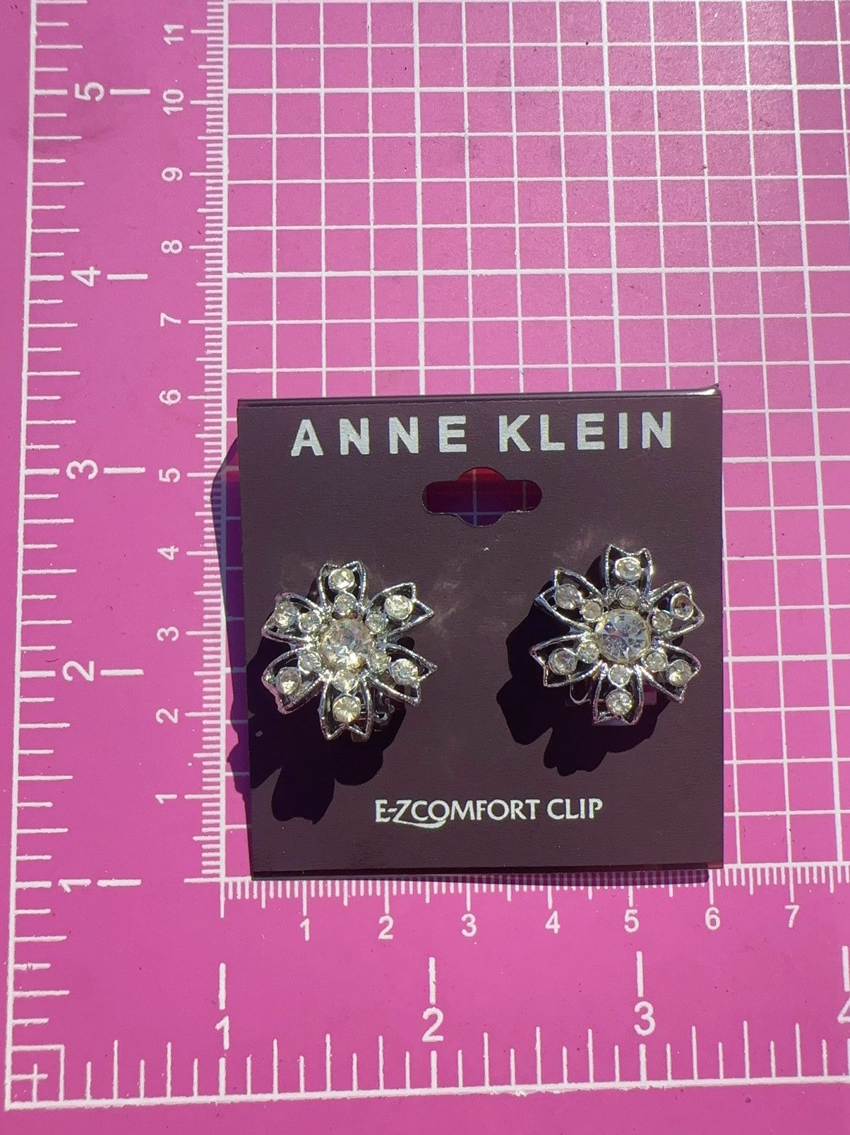 Anne Klein Anne Klein clip on earrings silver tone diamonds paved studs Size ONE SIZE - 2 Thumbnail