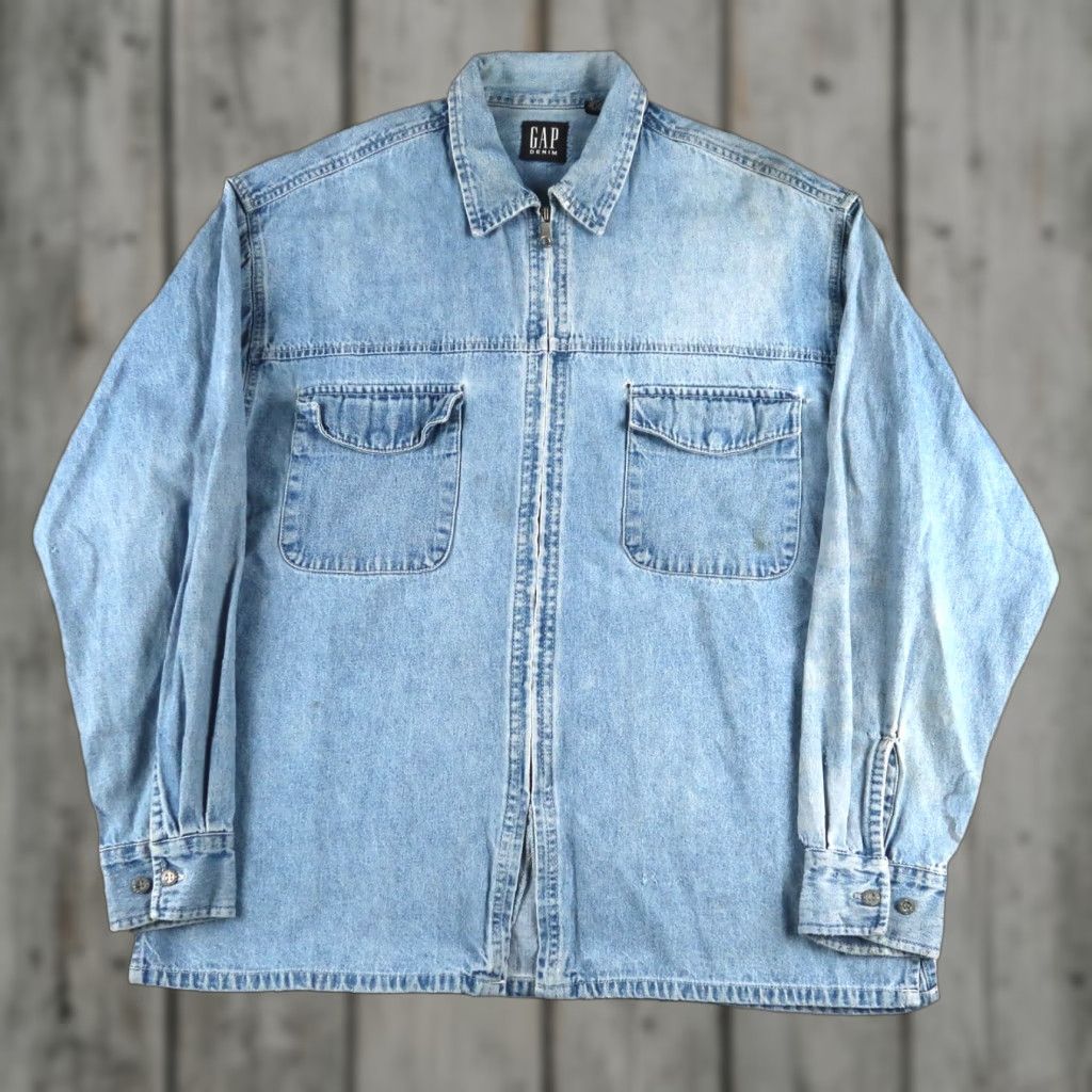 Gap VINTAGE GAP Denim Shacket Men’s Blue Zip 90s Grunge Shirt M Shacket Jacket Shirt Size US M / EU 48-50 / 2 - 1 Thumbnail