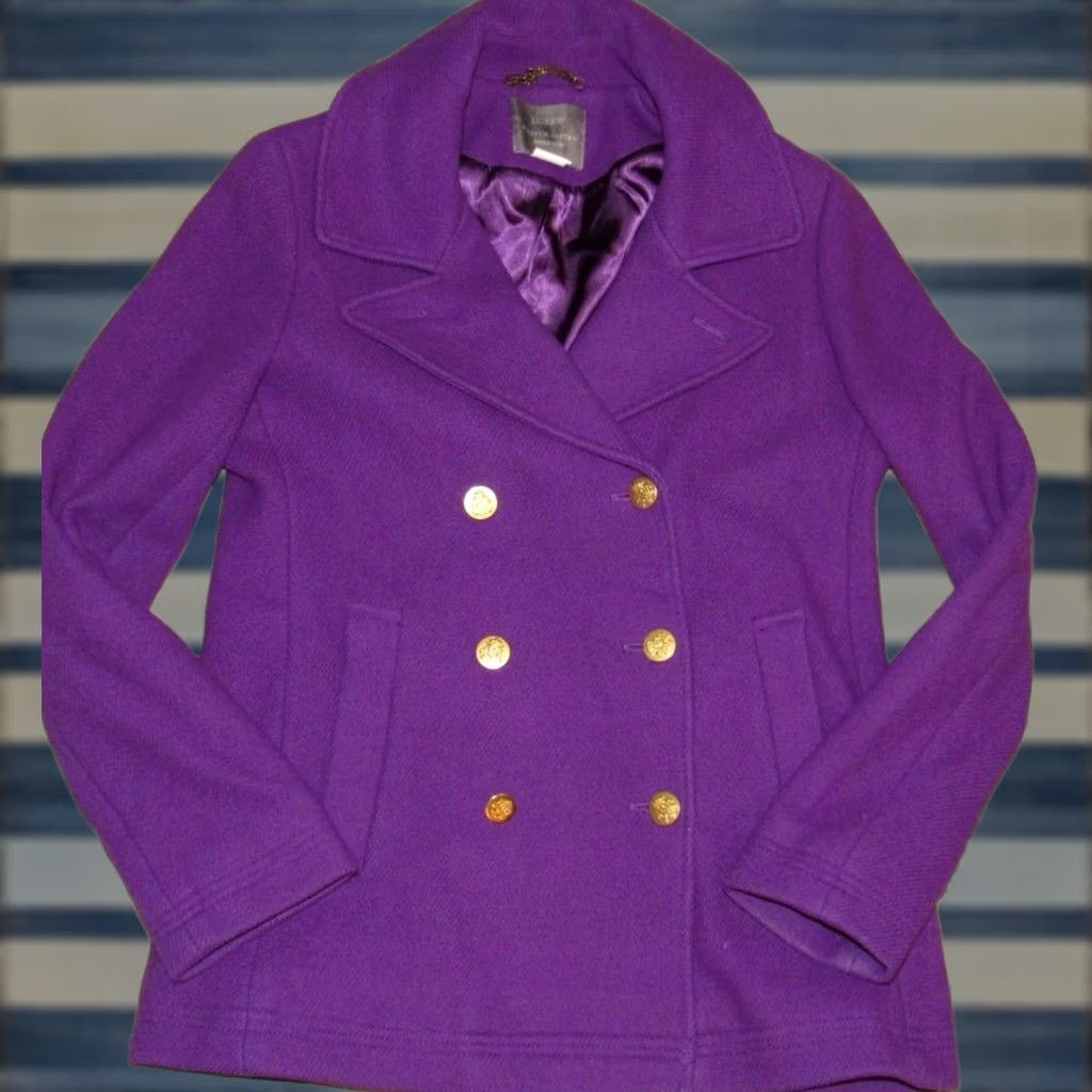 Doublet J CREW Royal Purple Nello Gori Double Breasted Stadium Cloth Coat Jacket 10 Size L / US 10 / IT 46 - 1 Thumbnail